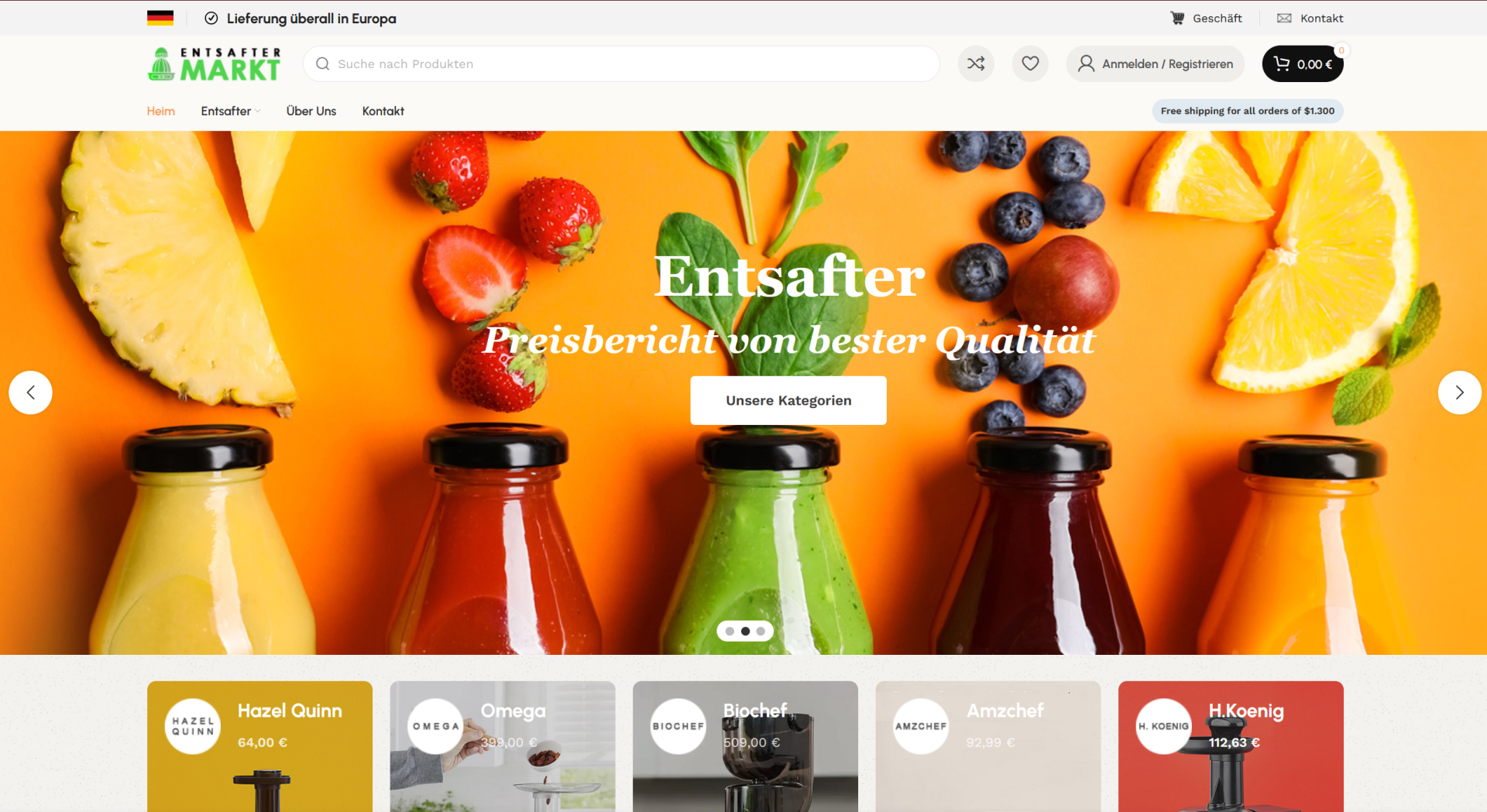 Screenshot entsaftermarkt.com