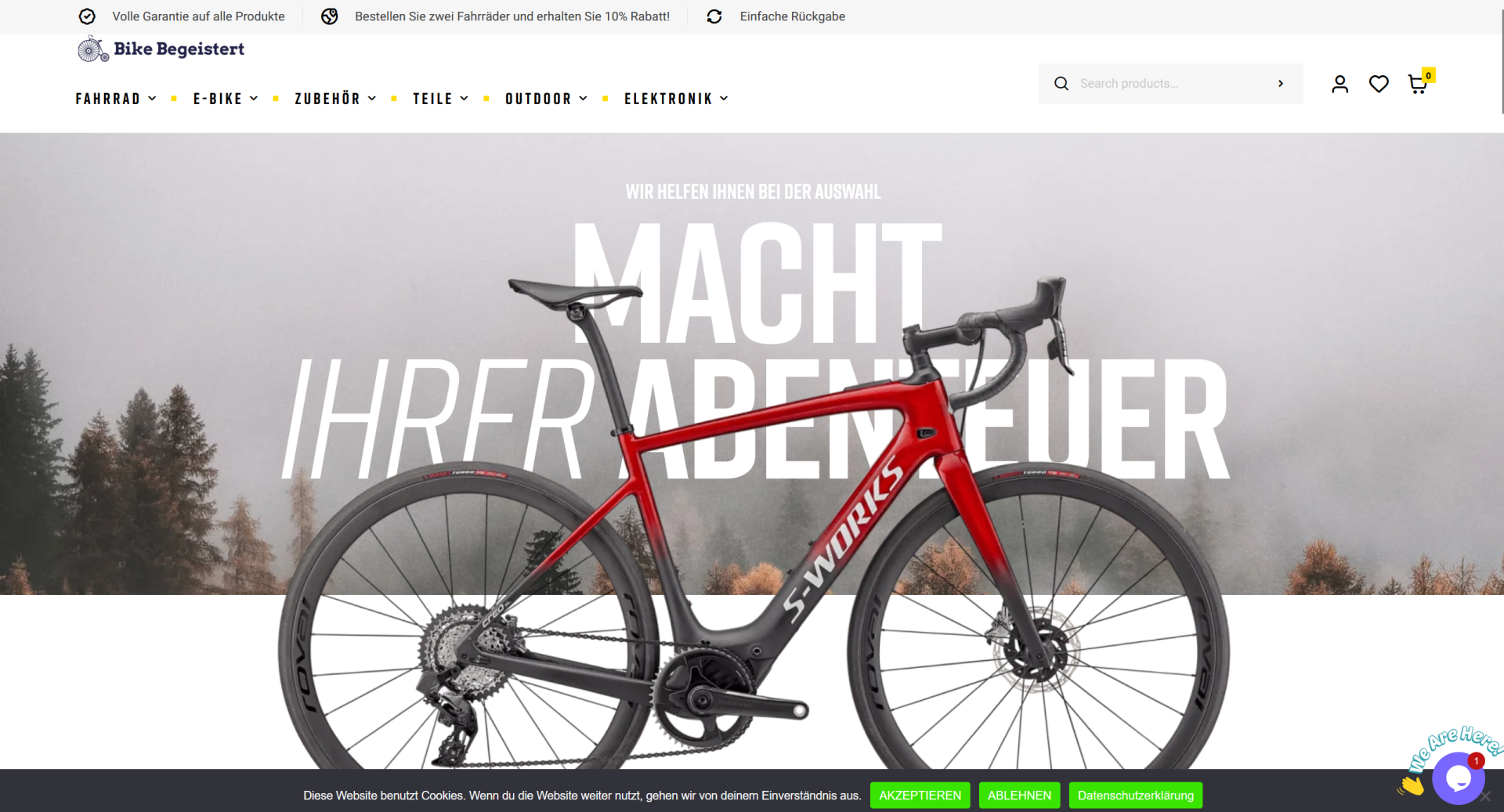 Screenshot bikebegeistert.com