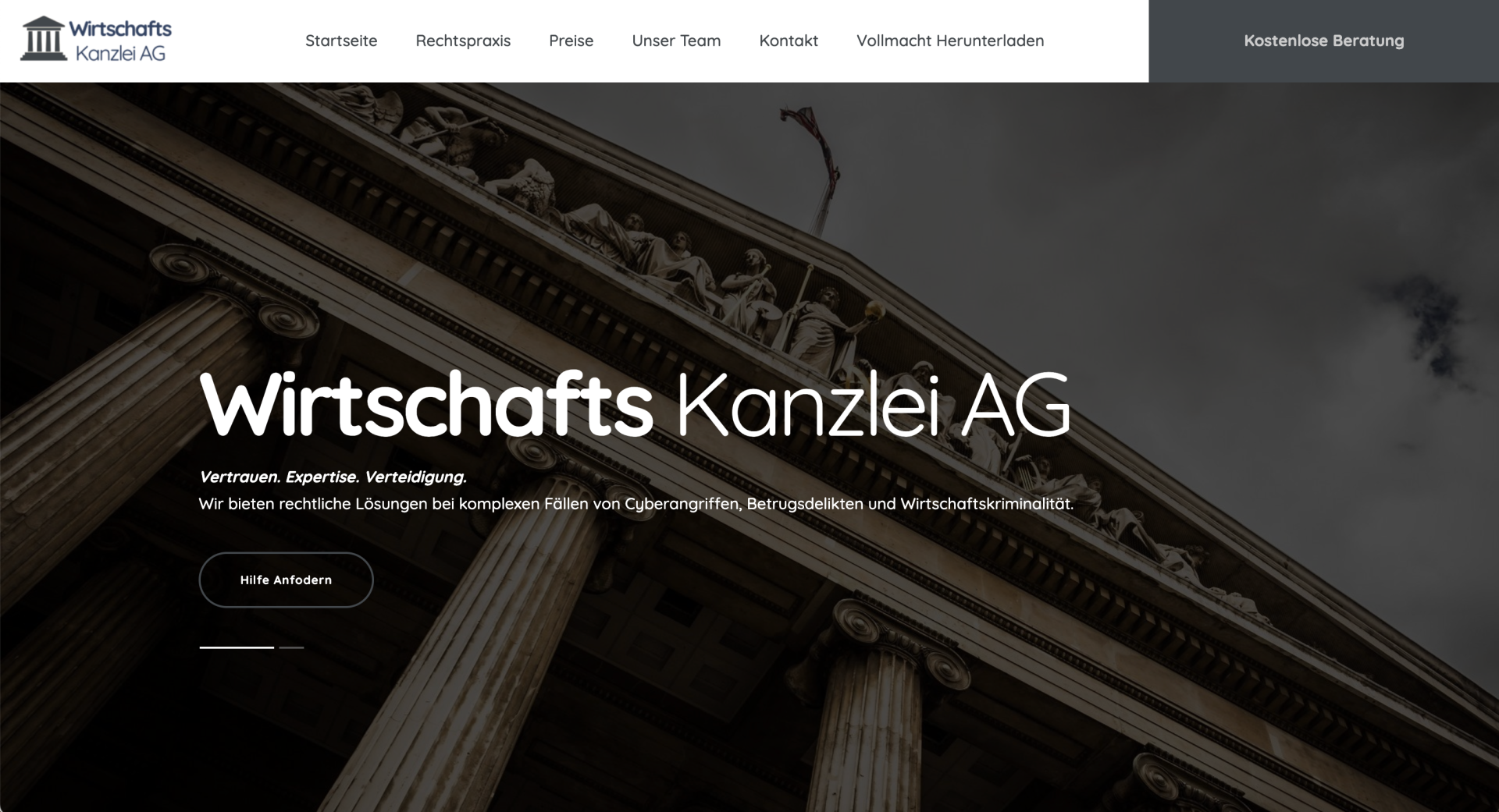 Screenshot wirtschaftskanzlei.ag