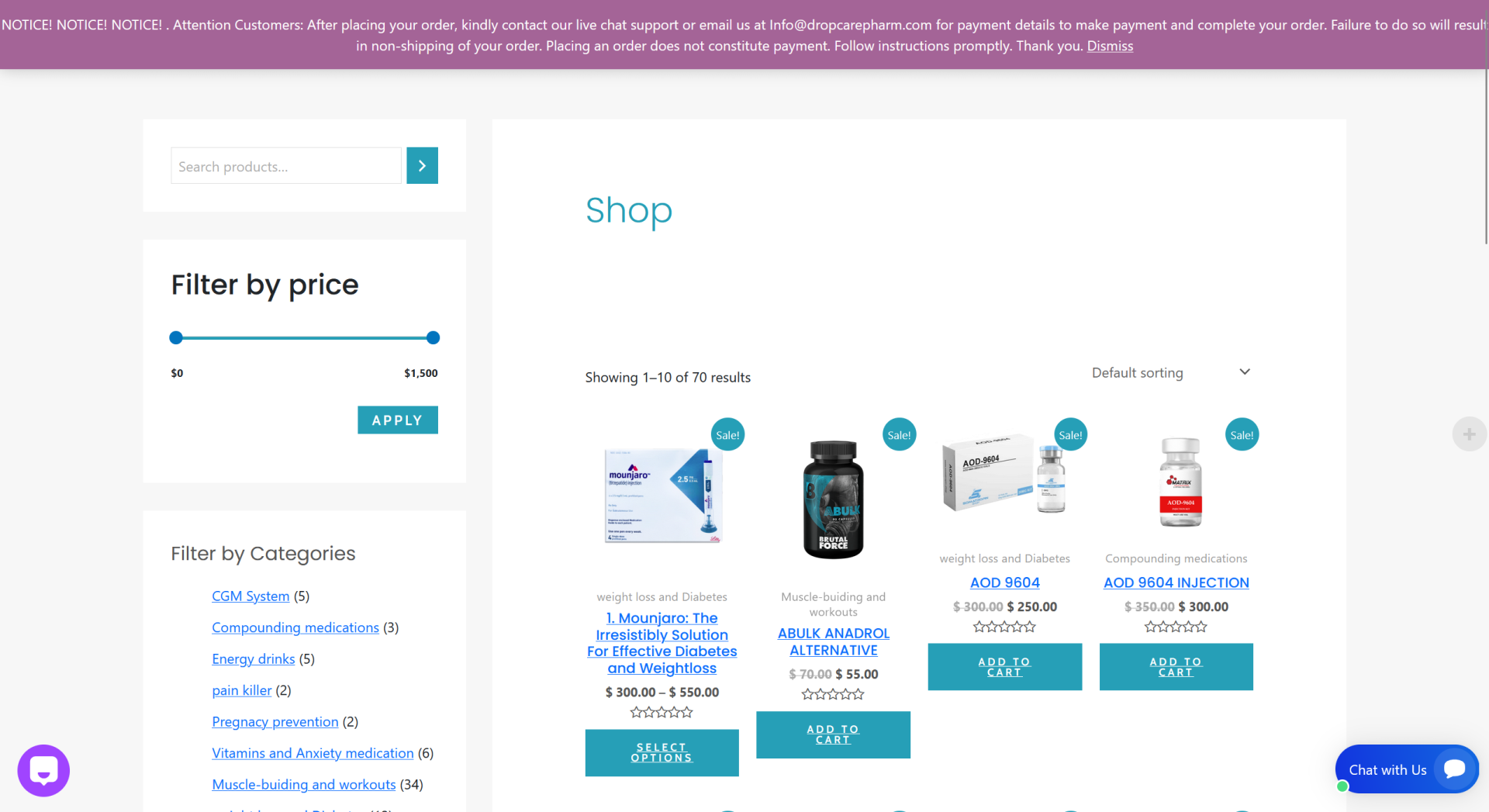Screenshot dropcarepharm.com