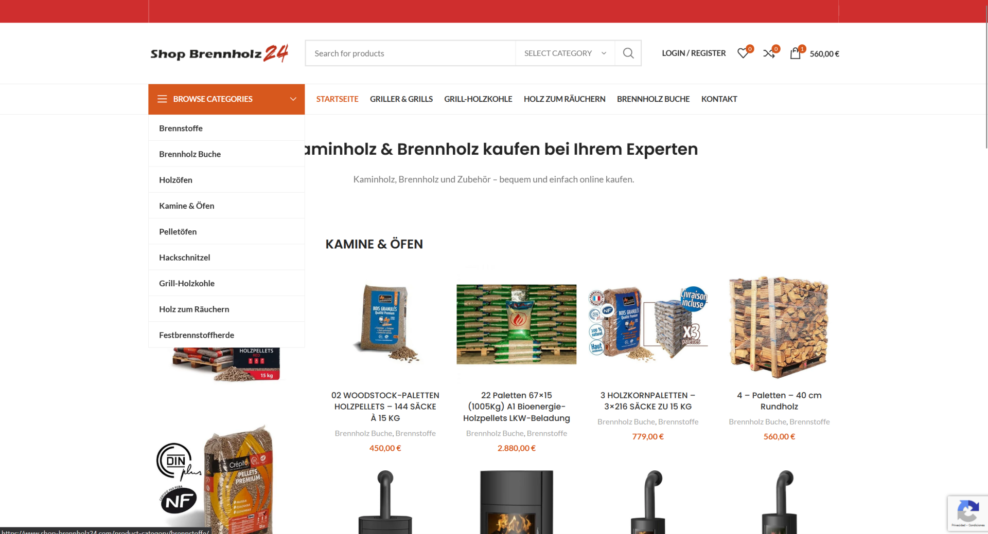 Screenshot shop-brennholz24.com