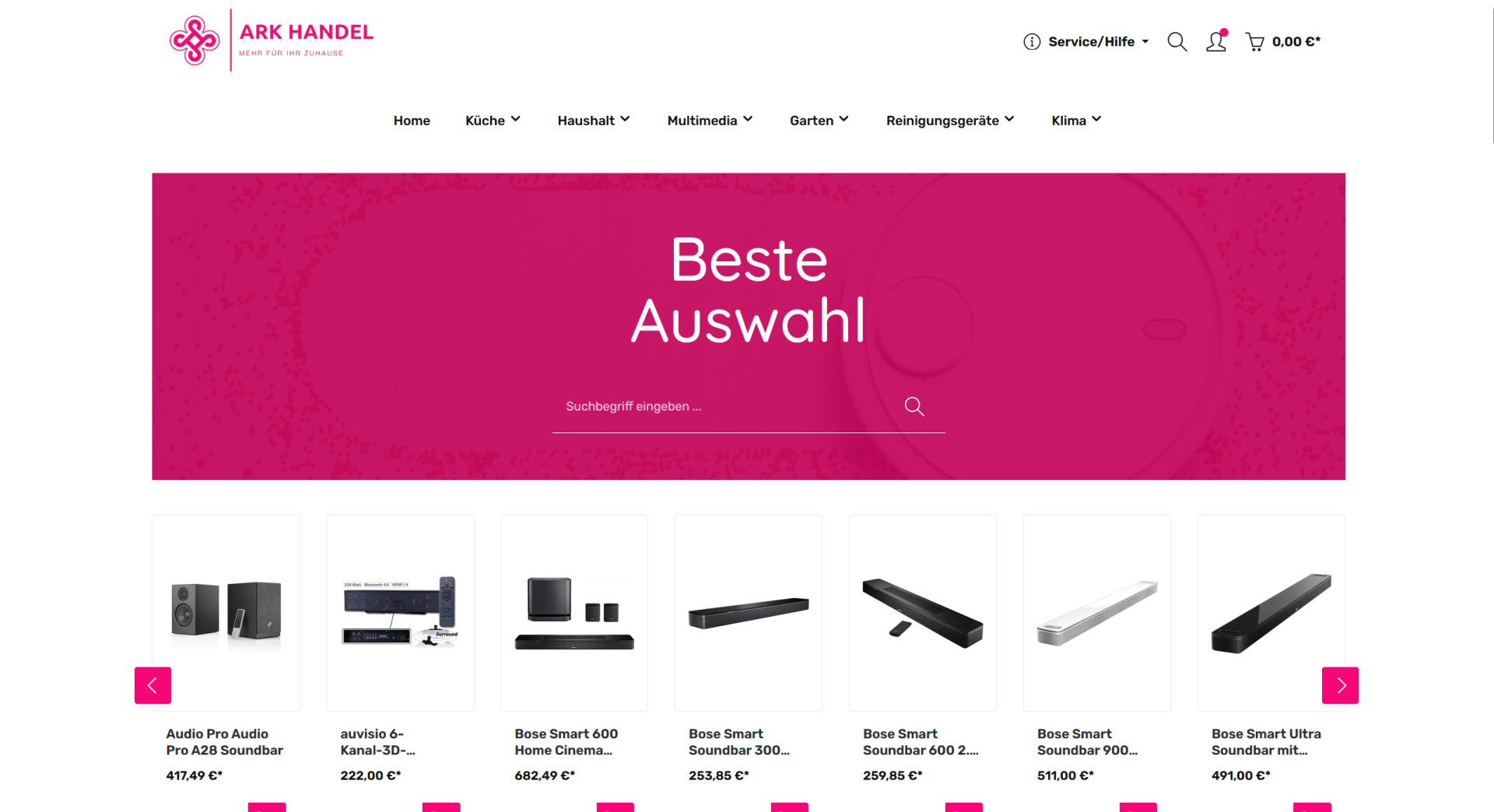 Screenshot ark-handel.de