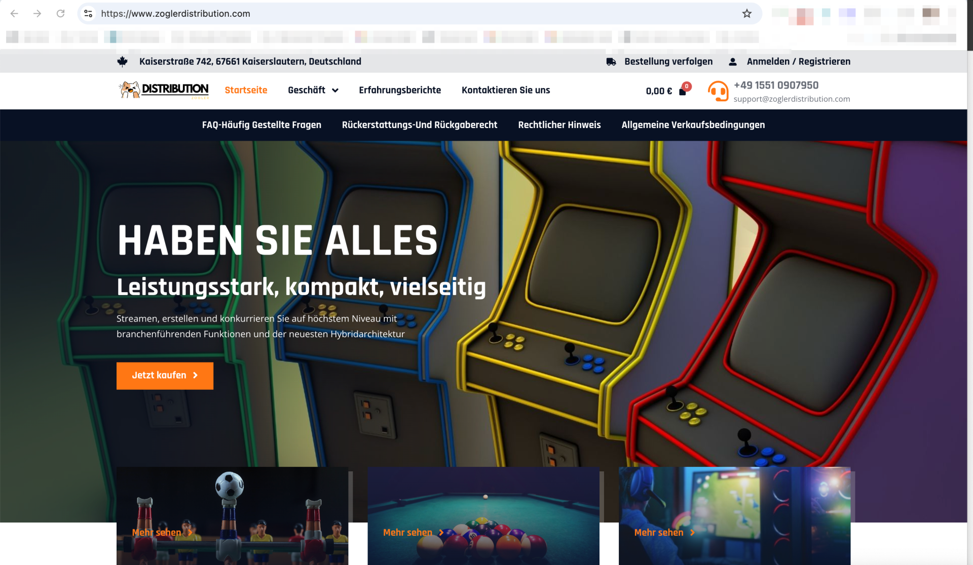 Screenshot zoglerdistribution.com