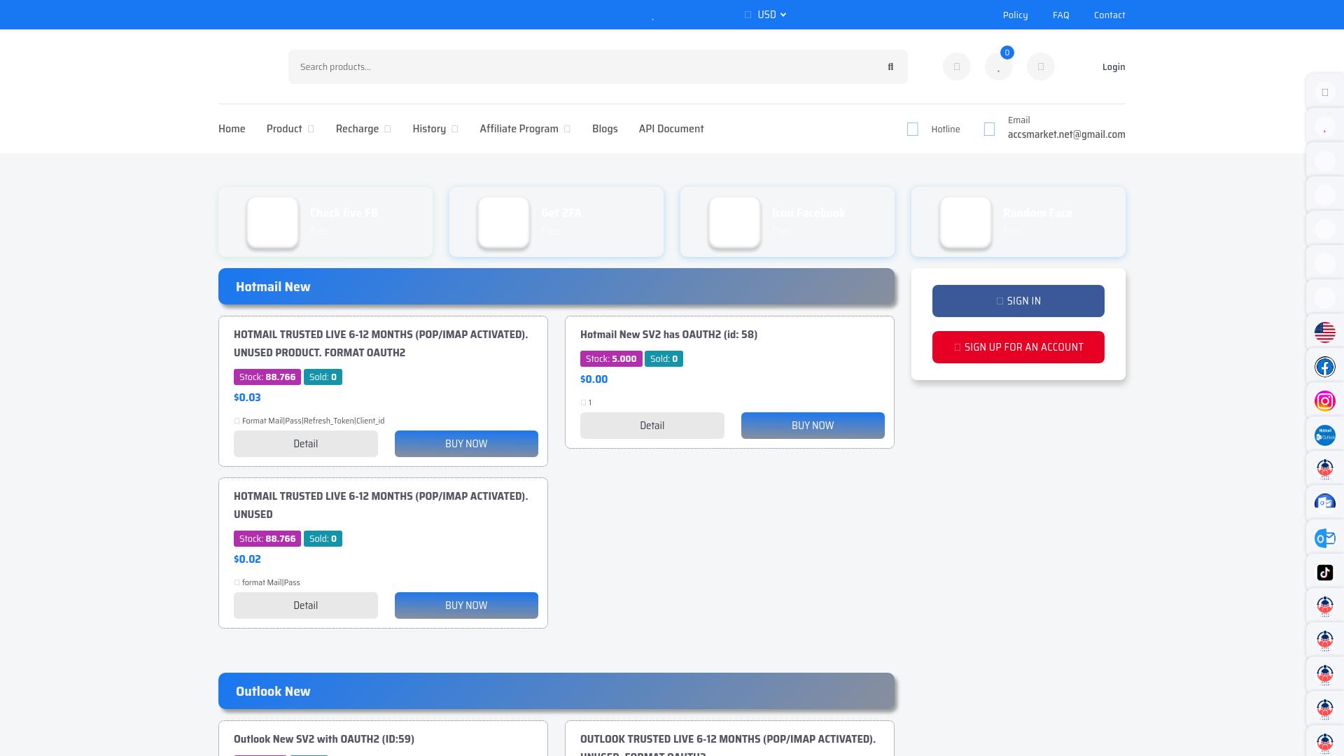 Screenshot accsmarket.net