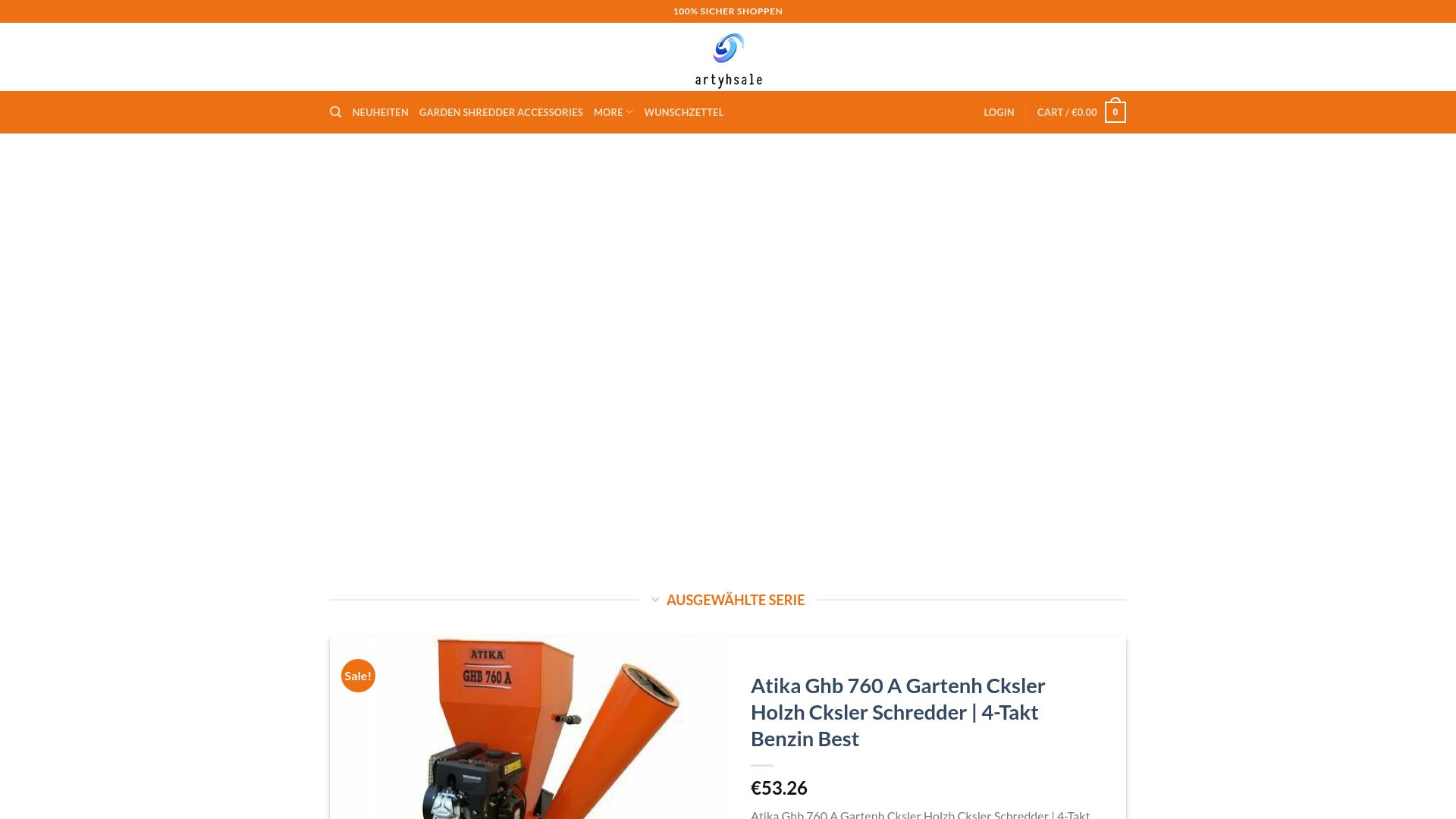 Screenshot artyhsale.com