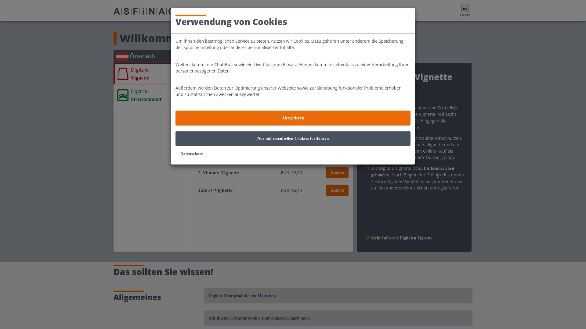 Screenshot asfinag.today