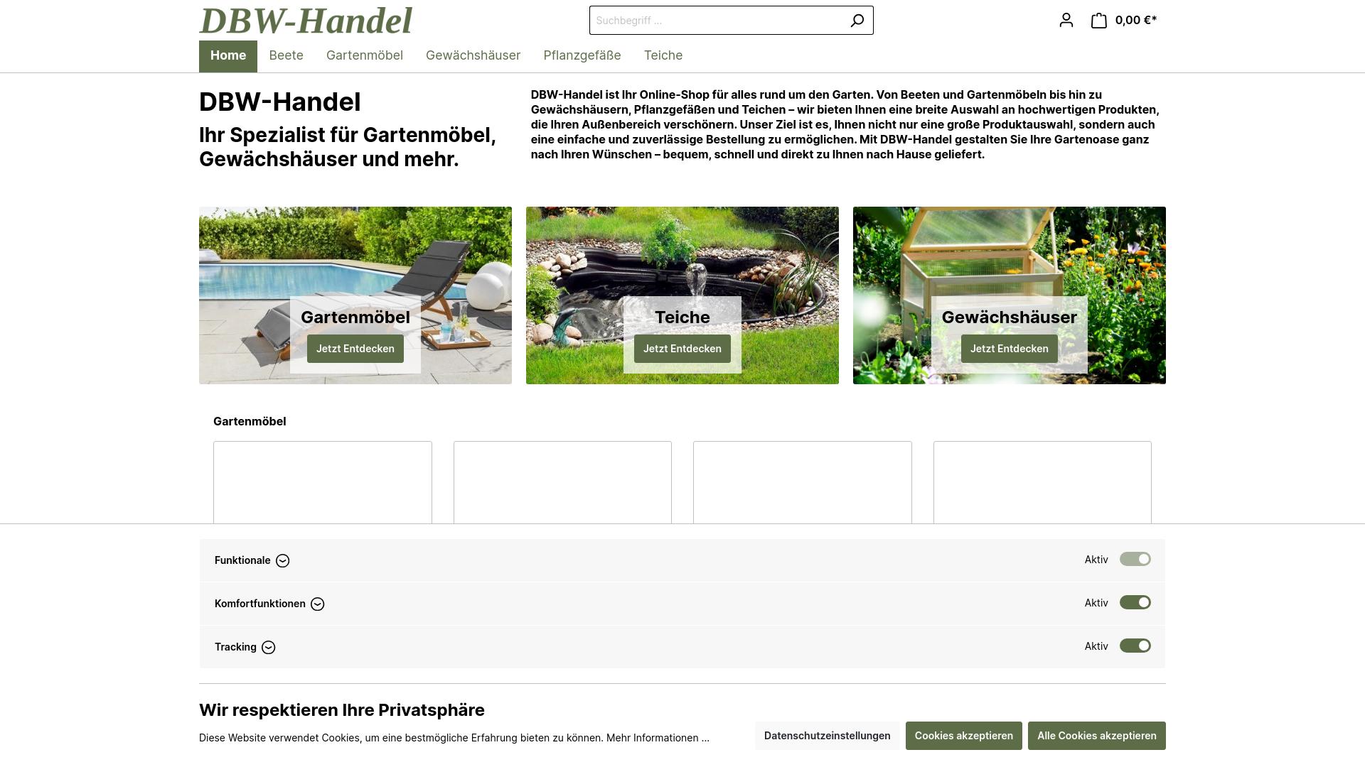 Screenshot dbw-handel.de