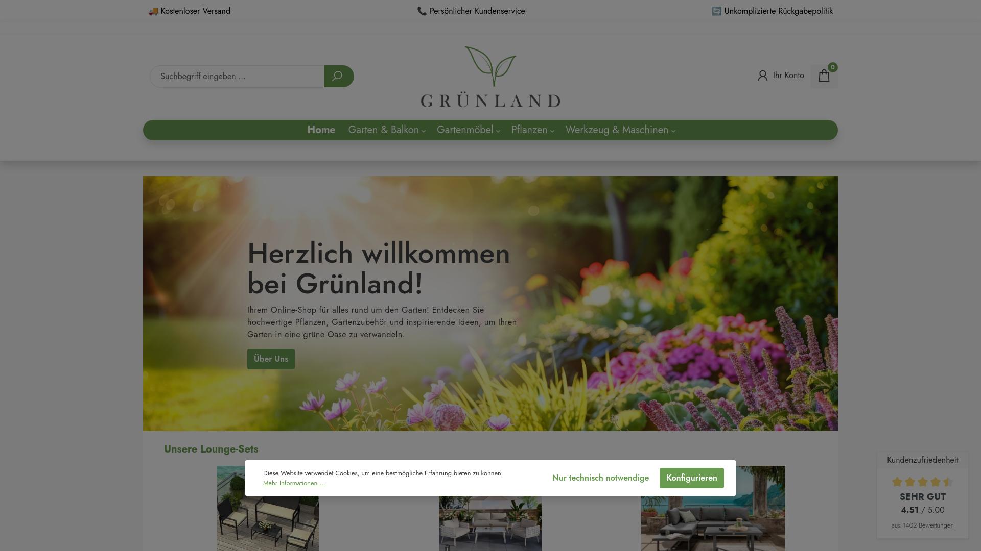 Screenshot gruenland-shop.de