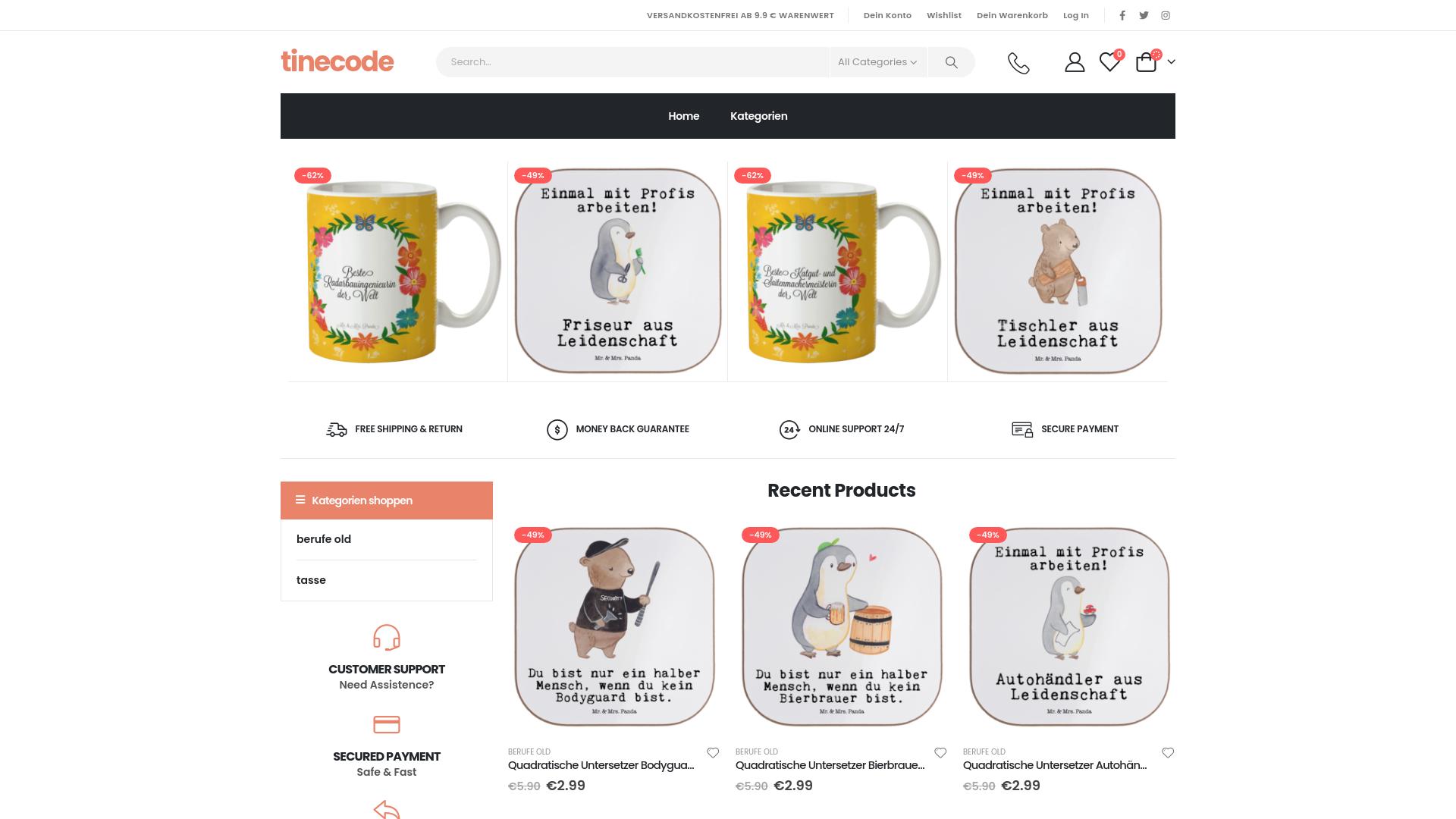 Screenshot tinecode.shop