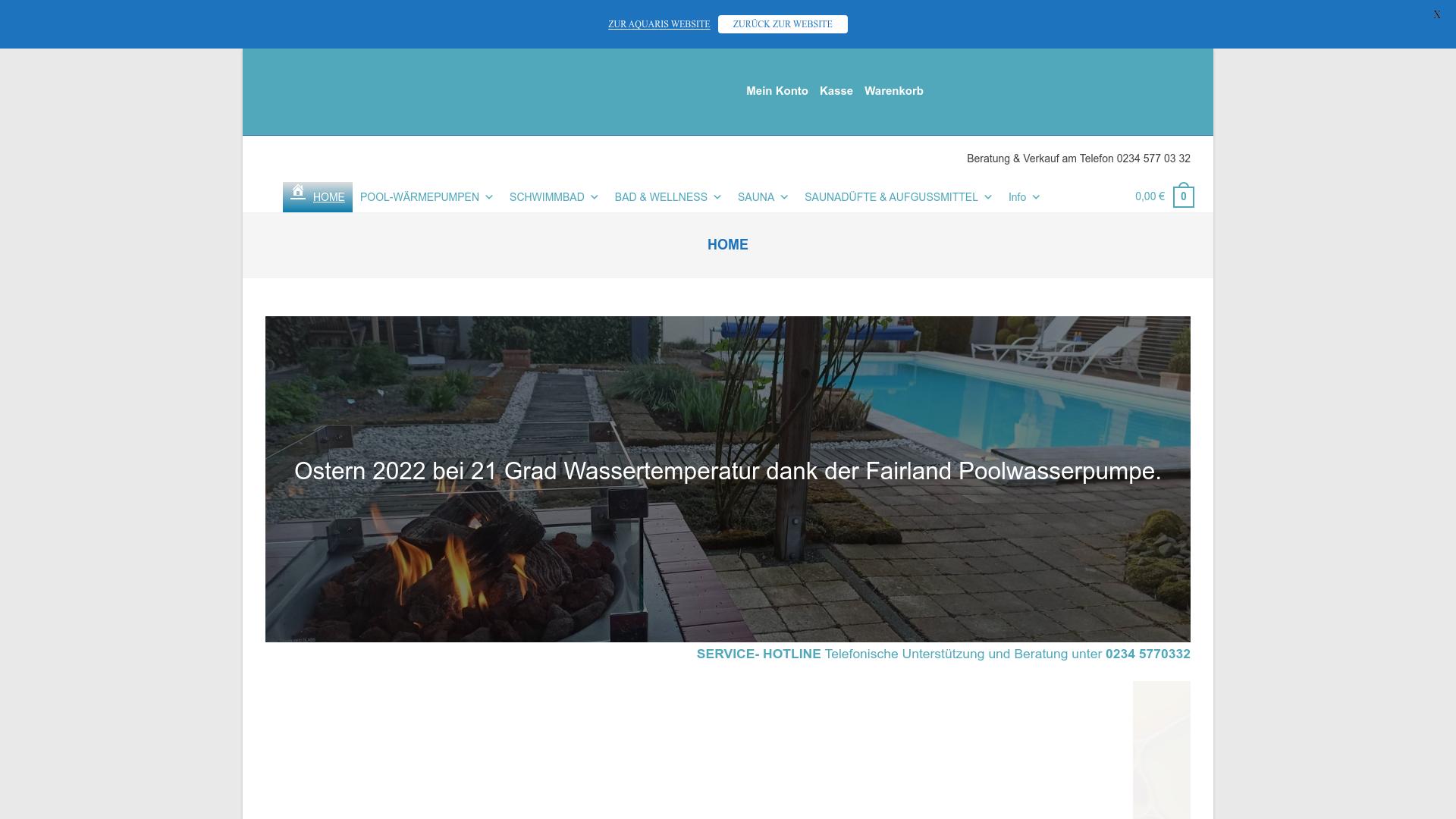 Screenshot aquarisonlineshop.de