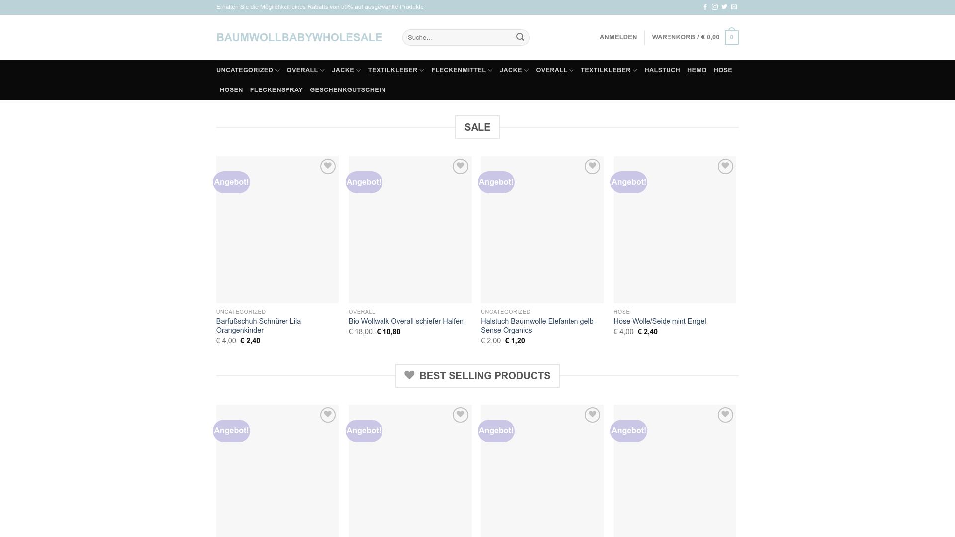 Screenshot baumwollbabywholesale.shop