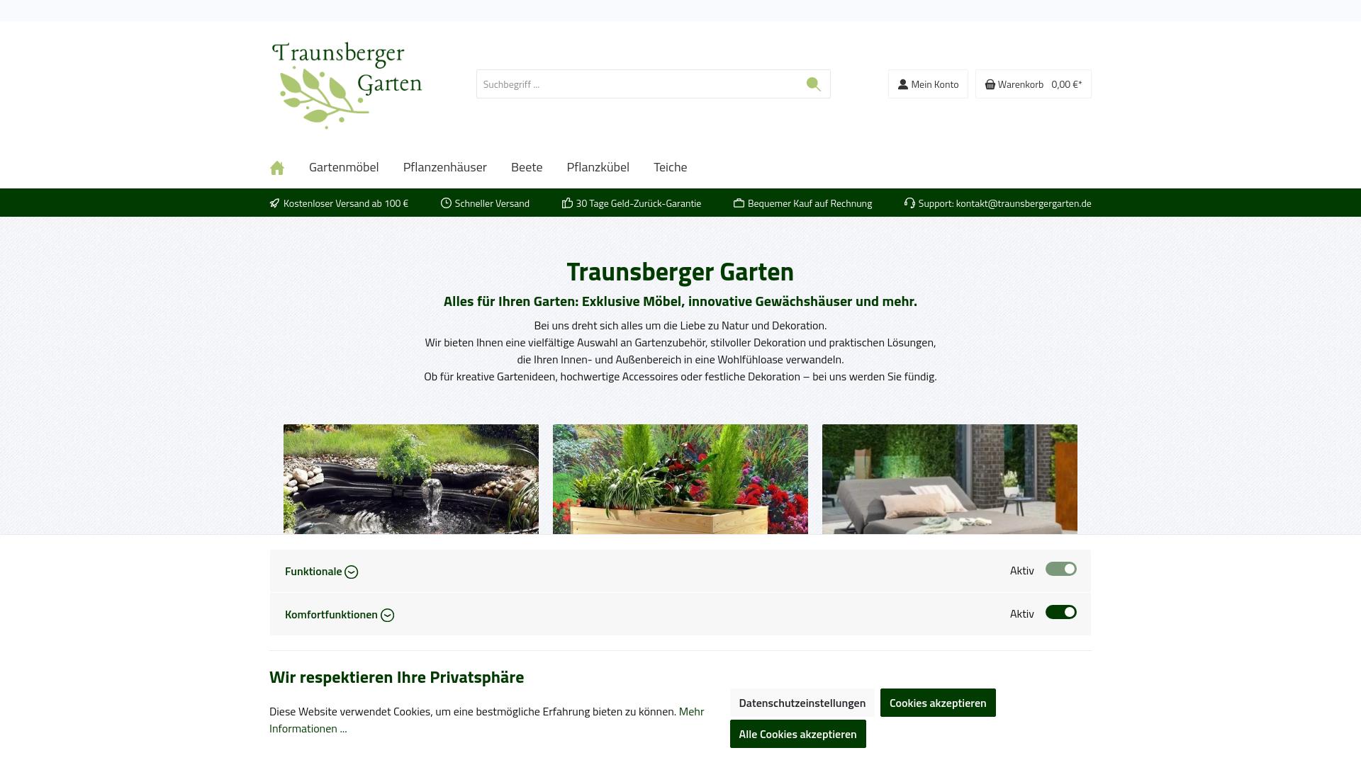Screenshot traunsbergergarten.de