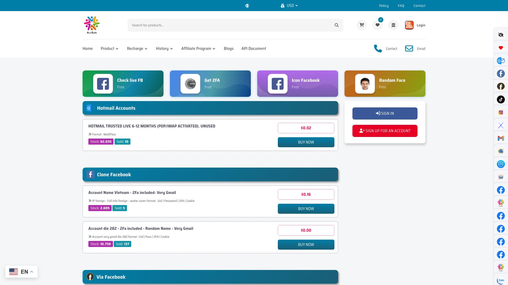 Screenshot AccBulk.com