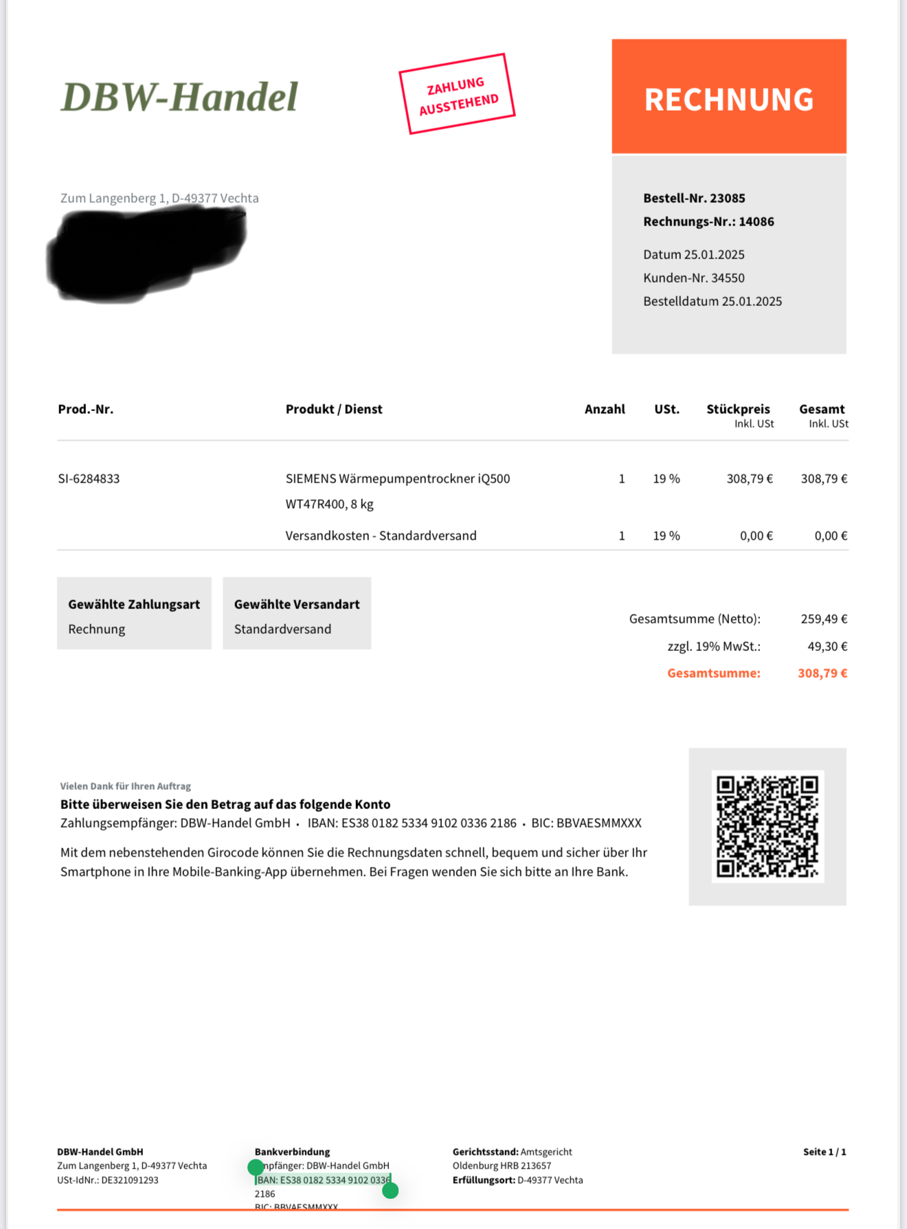 Screenshot www.dbw-Handel.de