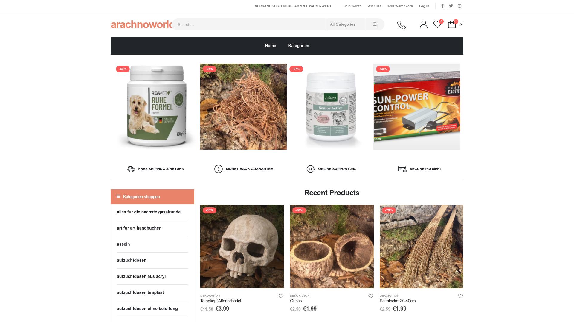 Screenshot arachnoworldeur.shop