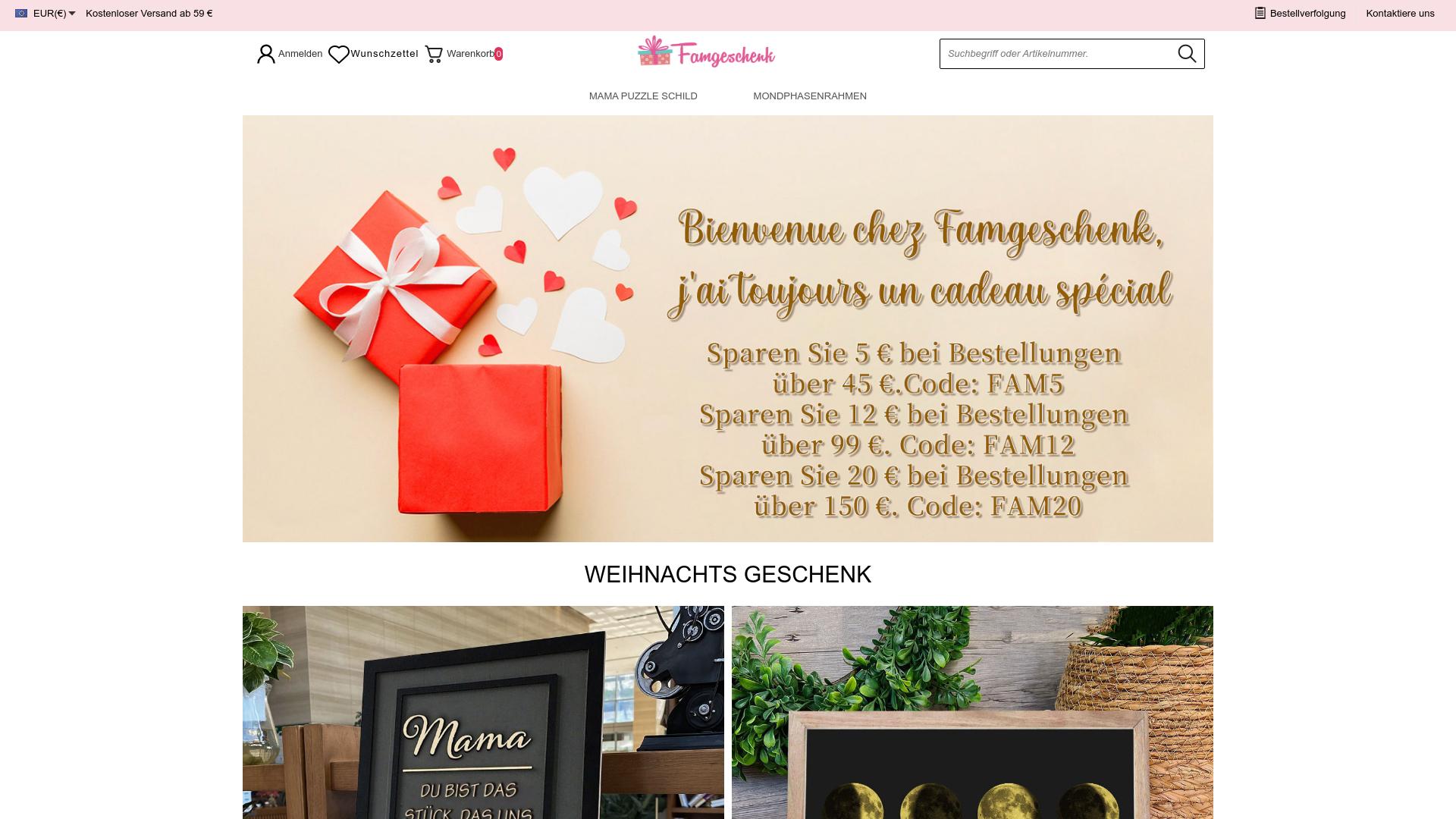 Screenshot famgeschenk.de