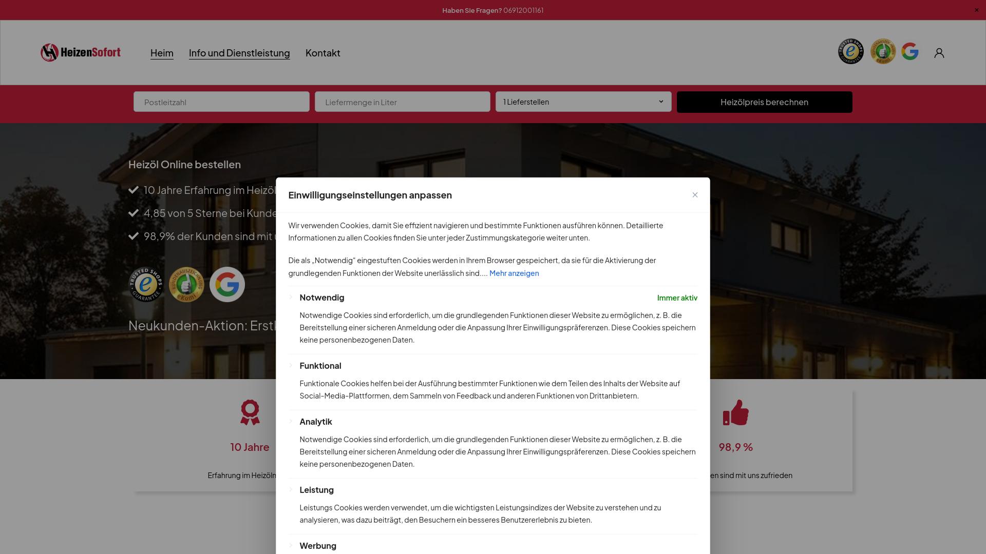 Screenshot heizensofort.de