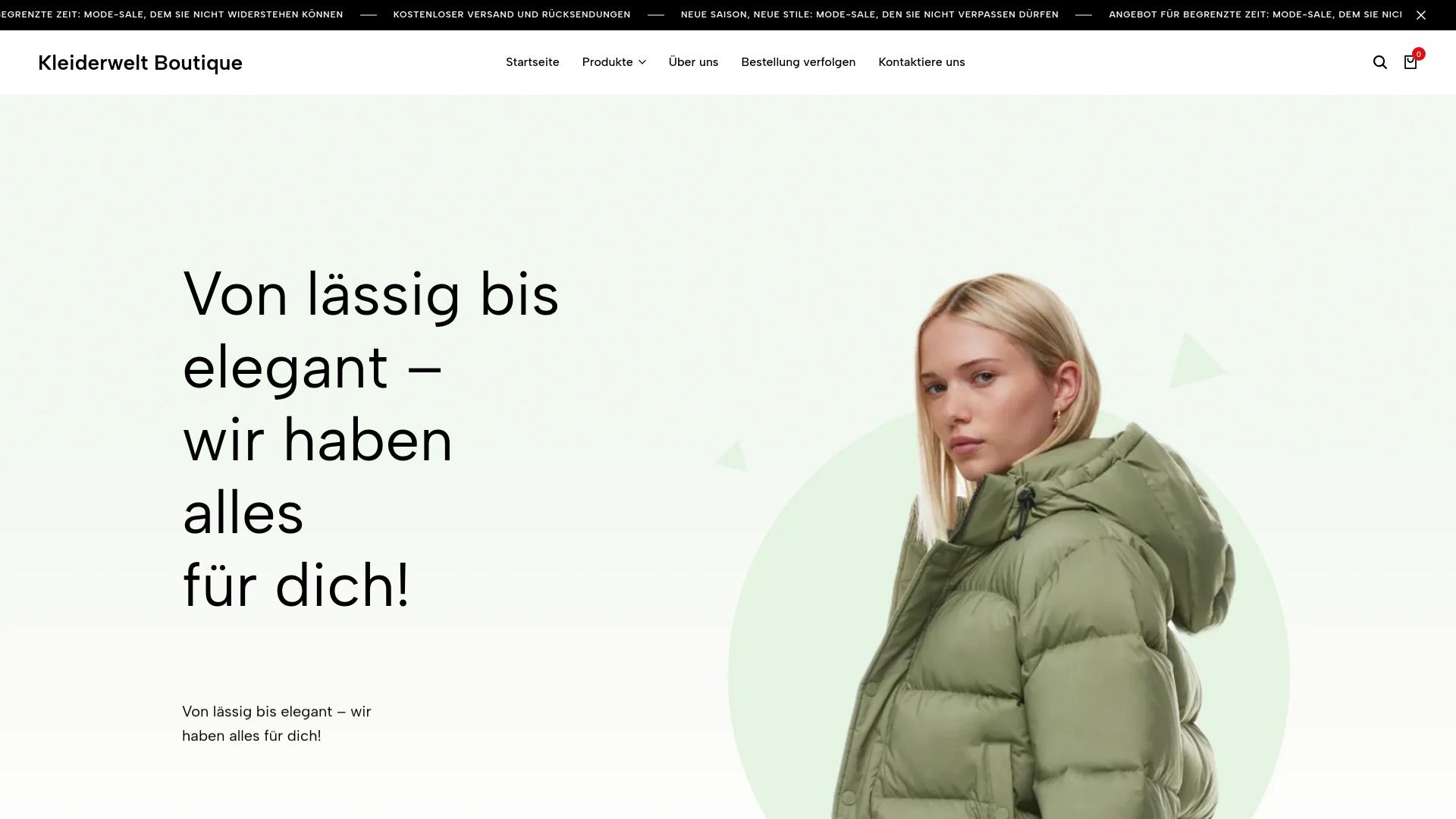 Screenshot kleiderweltboutique.com