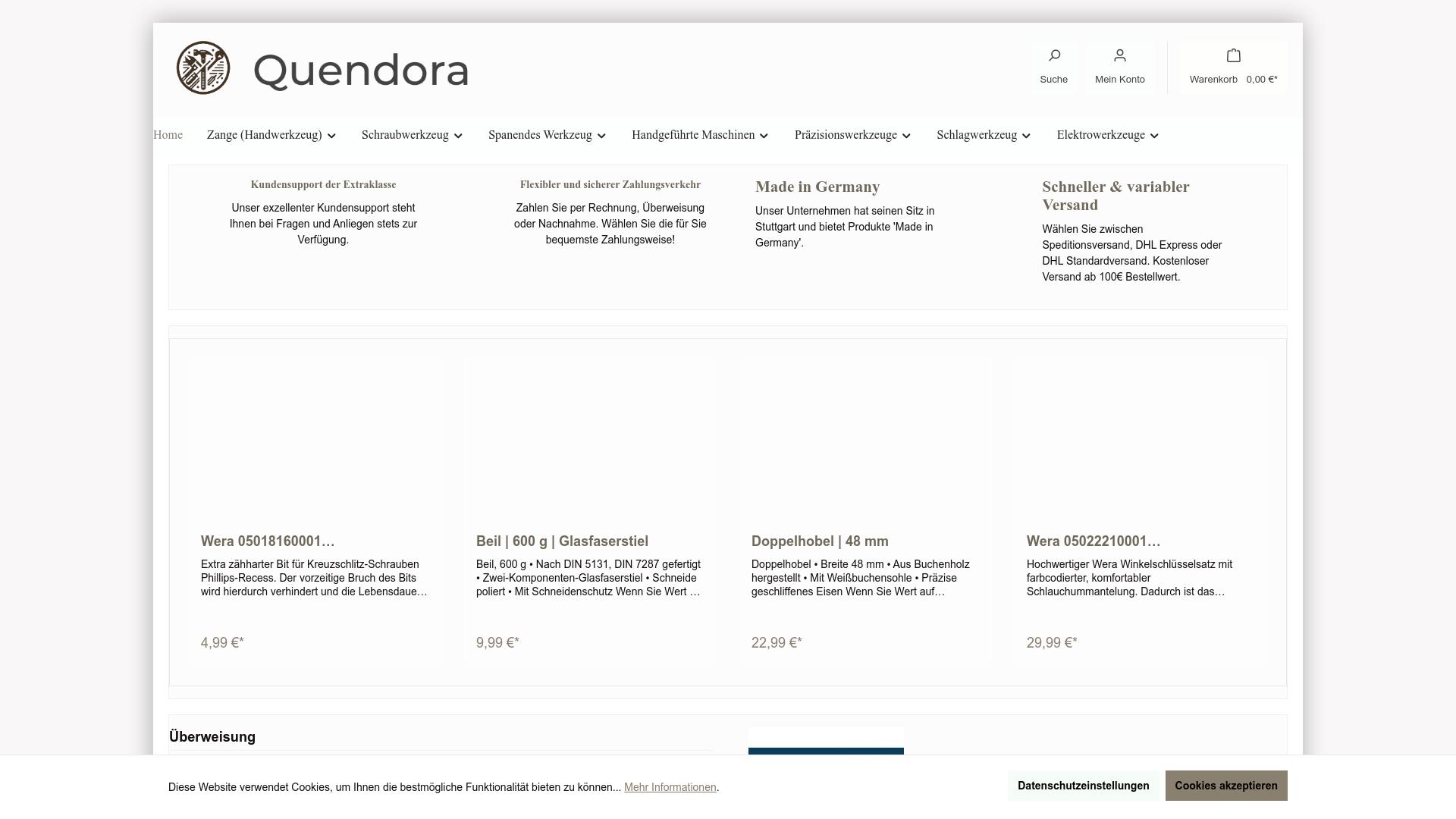 Screenshot quendora.com