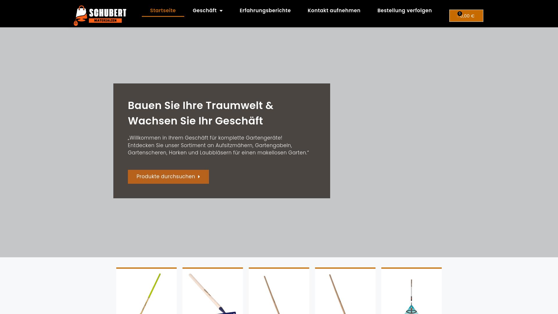 Screenshot schubertmaterialien.com