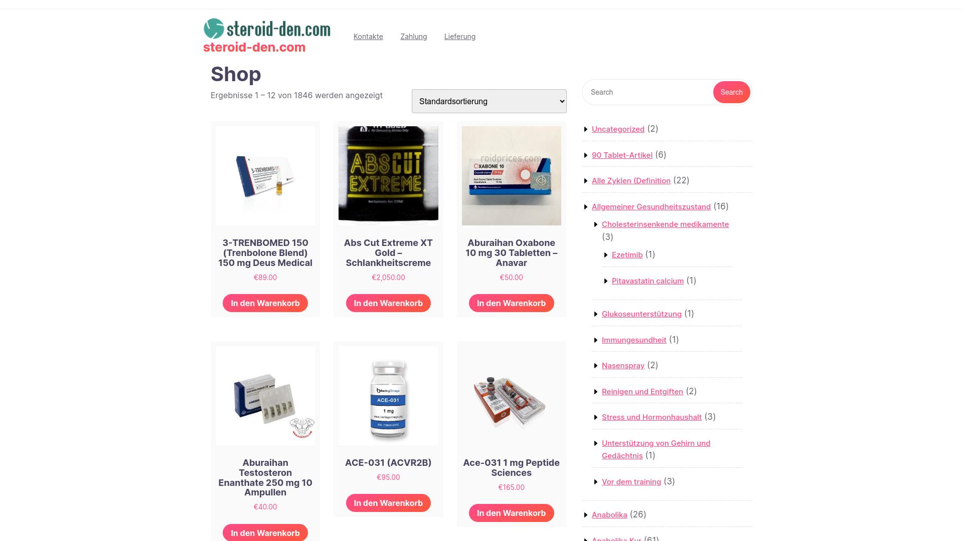 Screenshot steroid-den.com