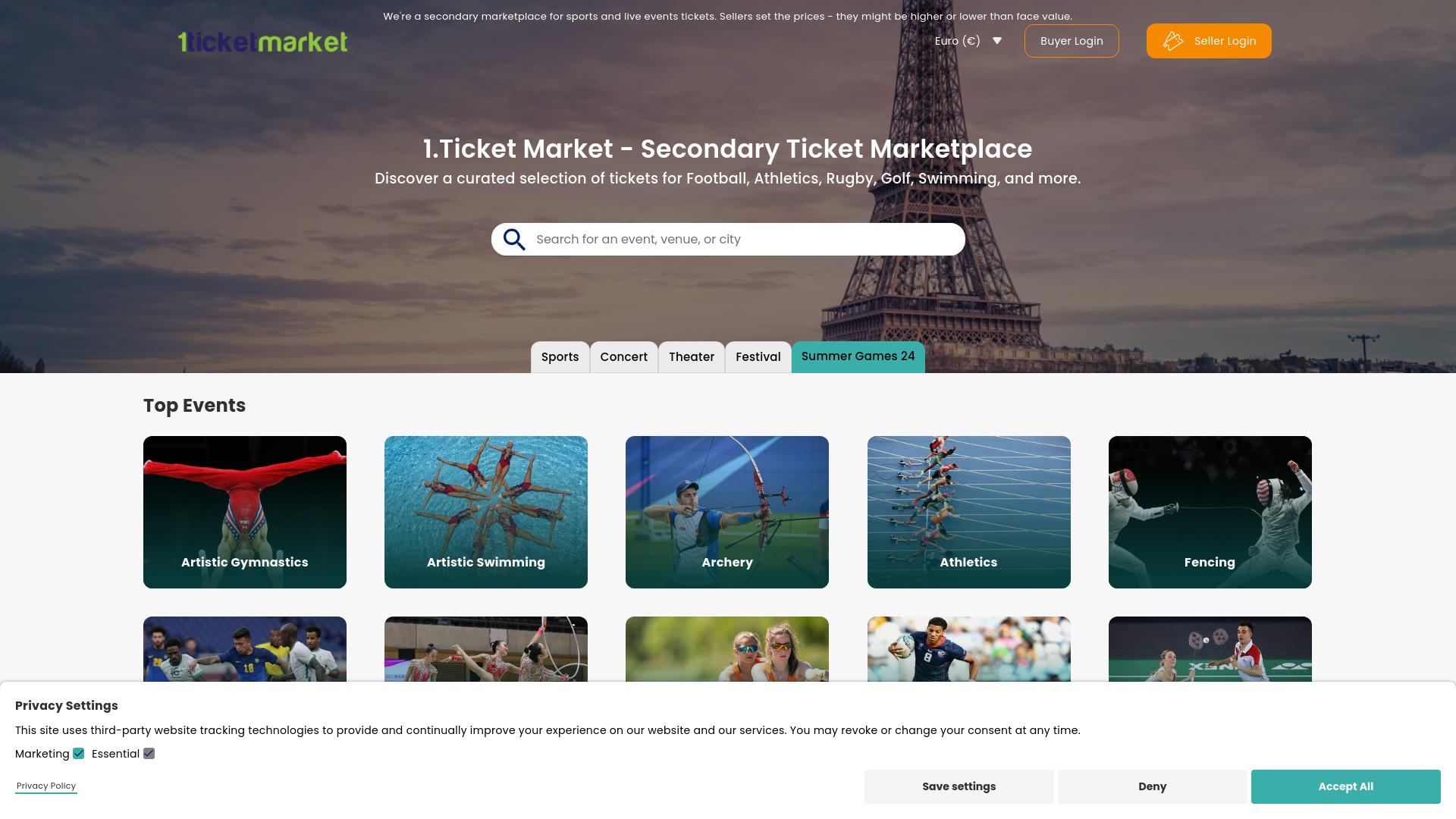 Screenshot 1ticketmarket.com
