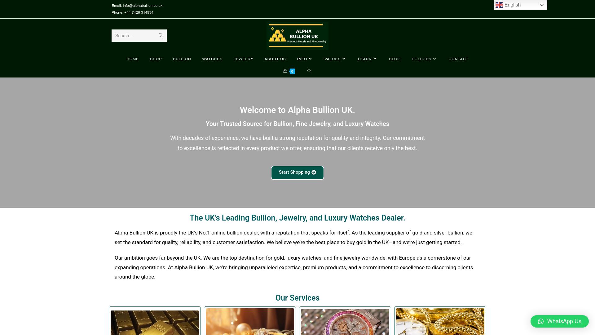 Screenshot alphabullion.co.uk