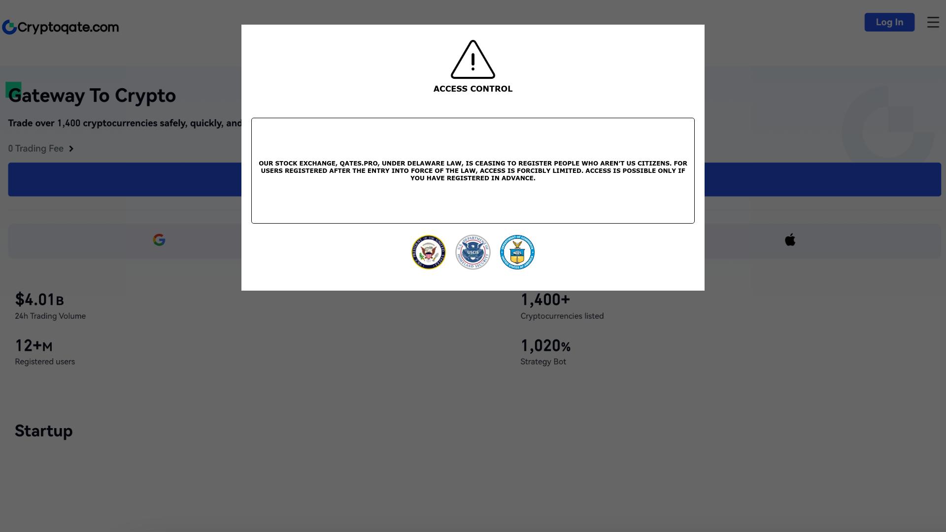 Screenshot cryptoqate.com
