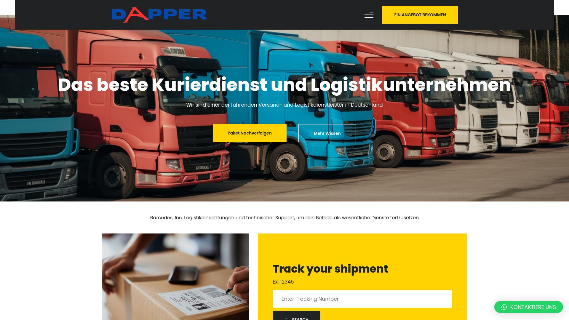 Screenshot dapperlogistik.com
