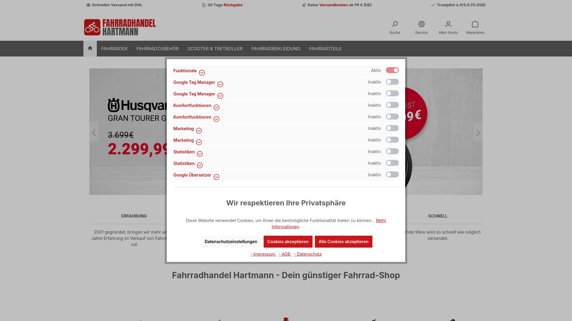 Screenshot fahrradhandel-hartmann.de
