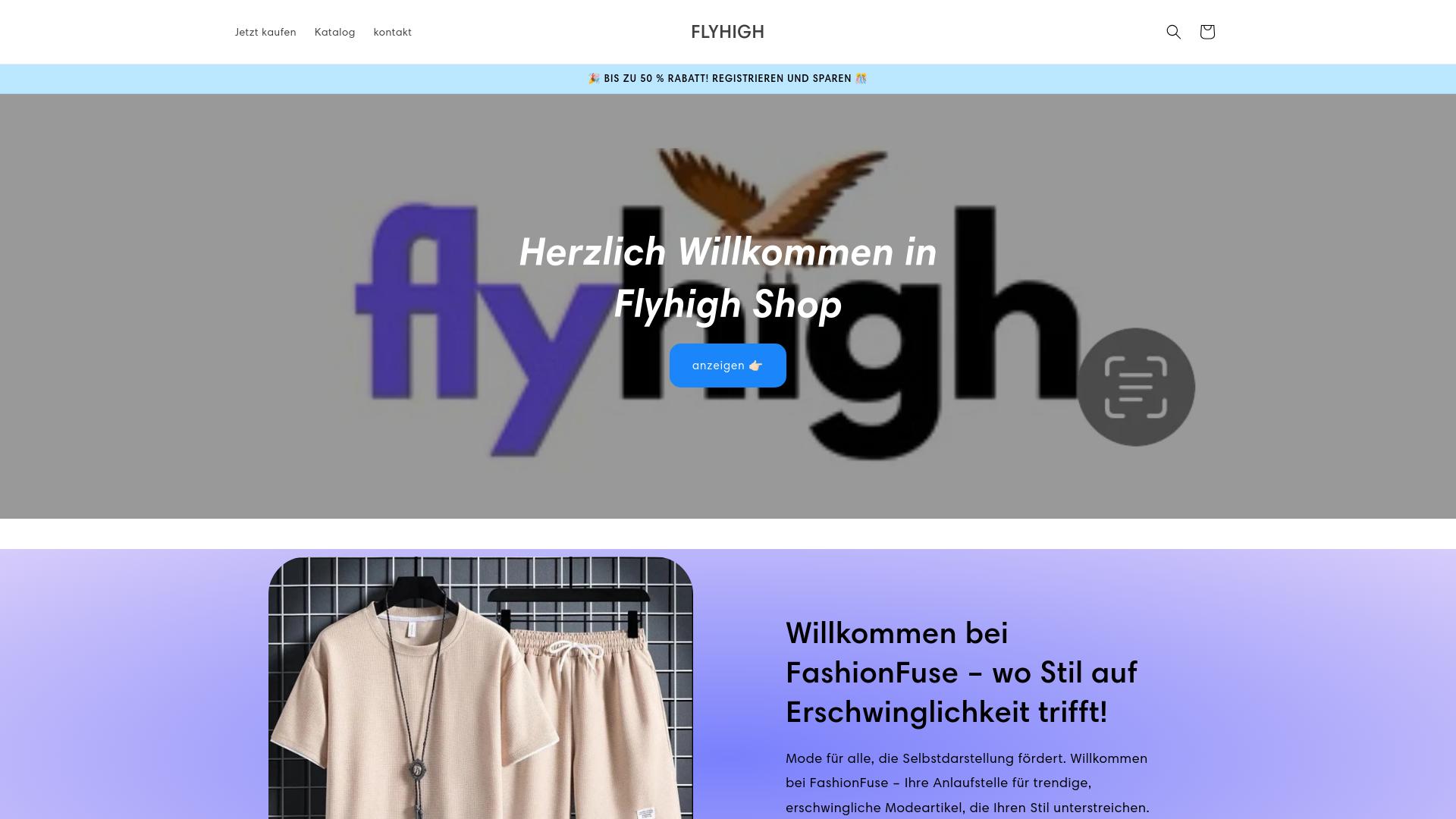 Screenshot flyhighshop.de