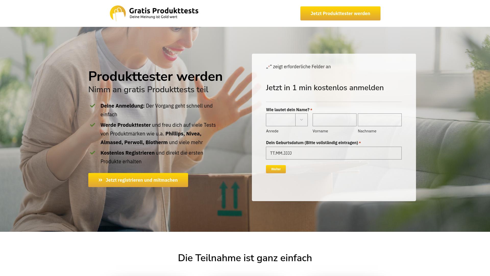 Screenshot gratis-produkttests.de