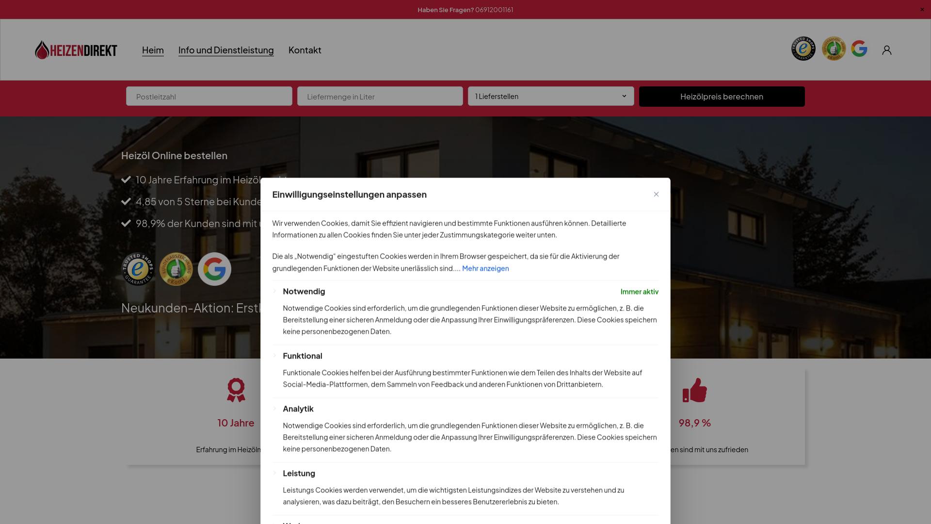 Screenshot heizendirekt.de