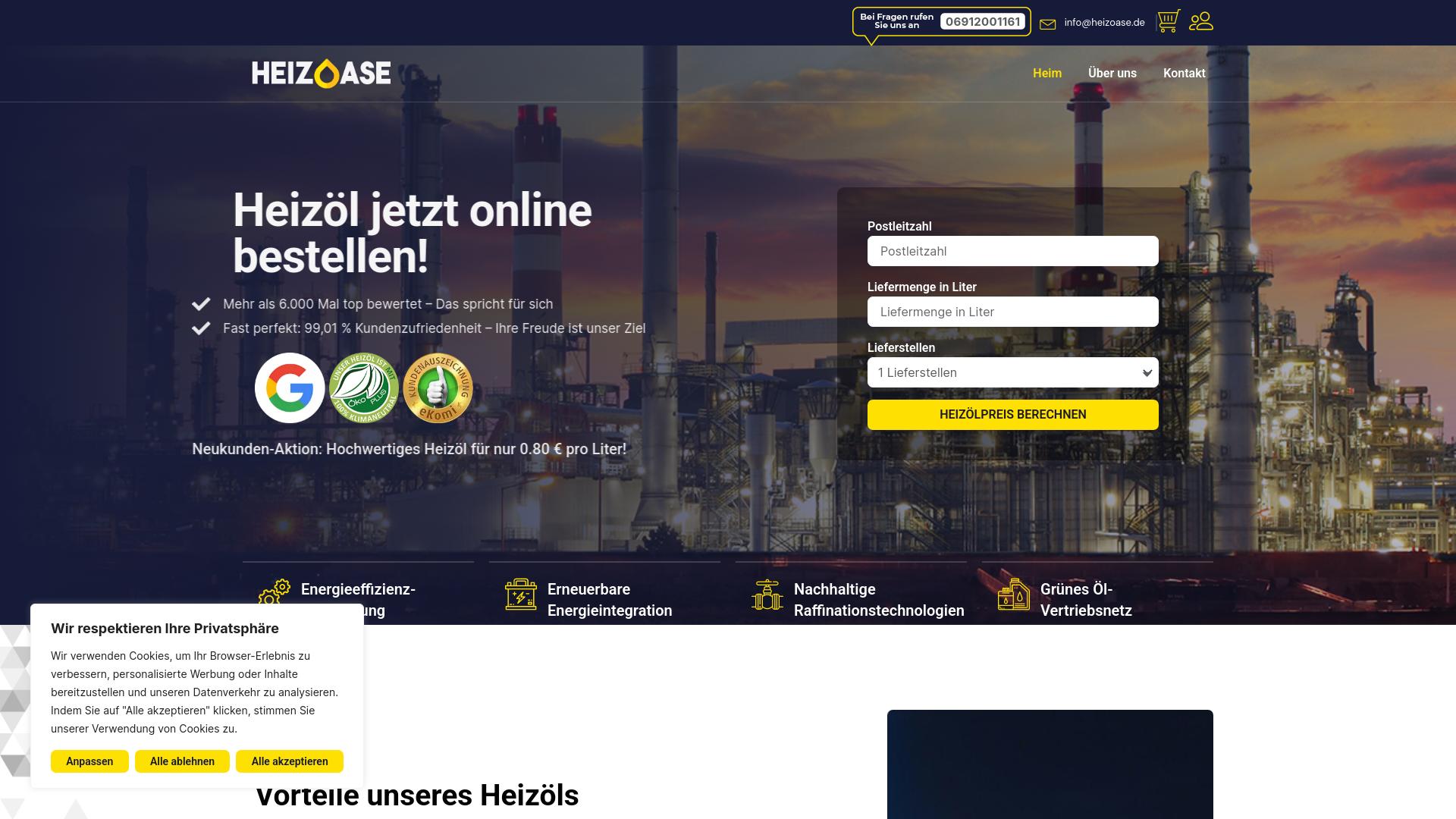 Screenshot heizoase.de