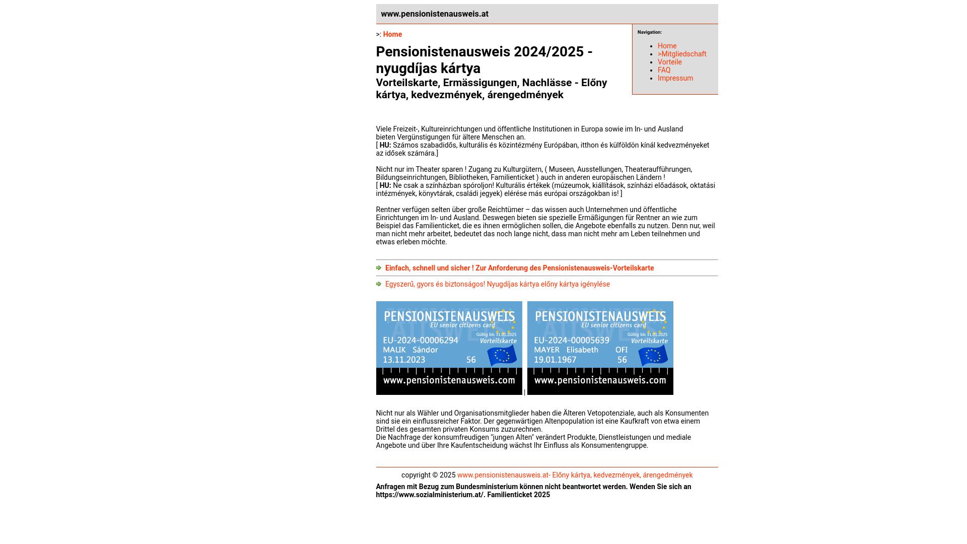 Screenshot pensionistenausweis.at
