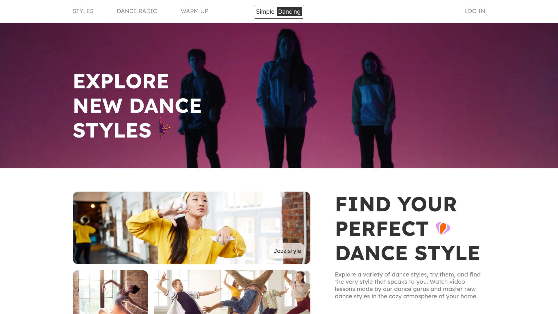 Screenshot simpledancing.com