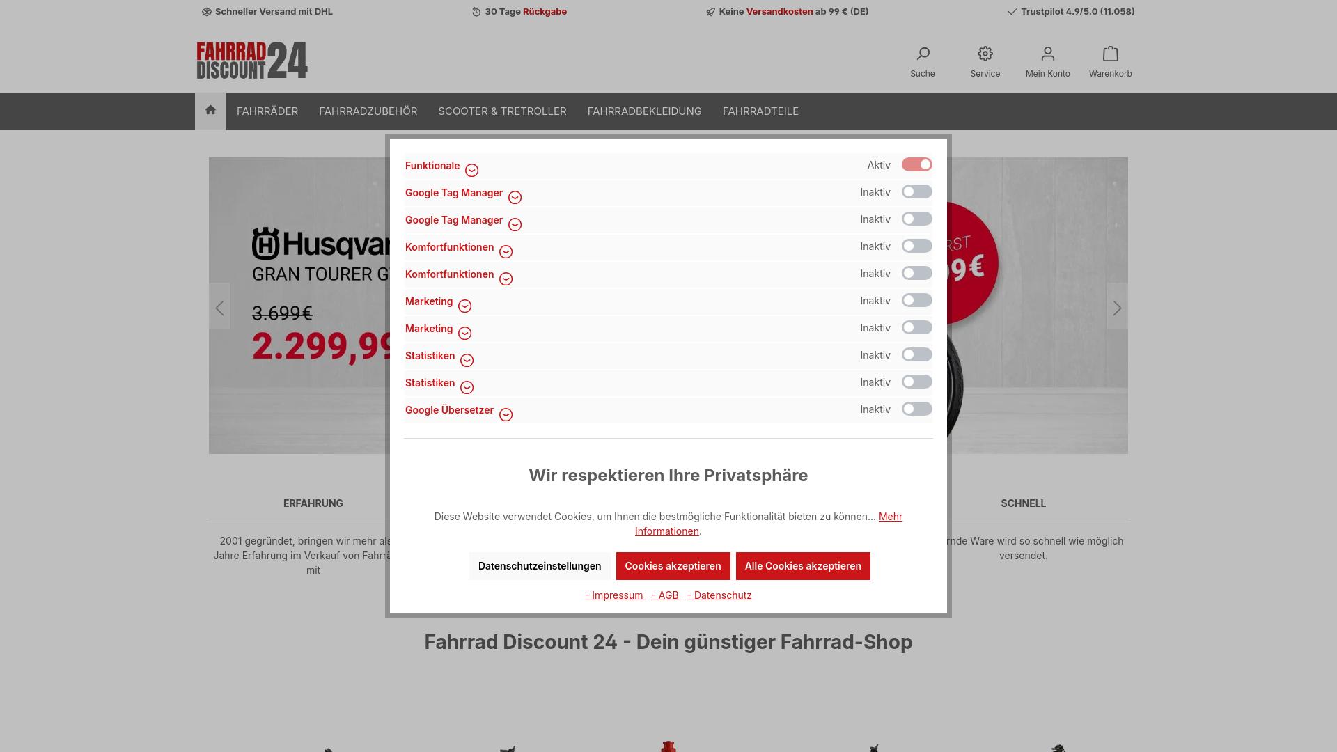 Screenshot fahrrad-discount24.de