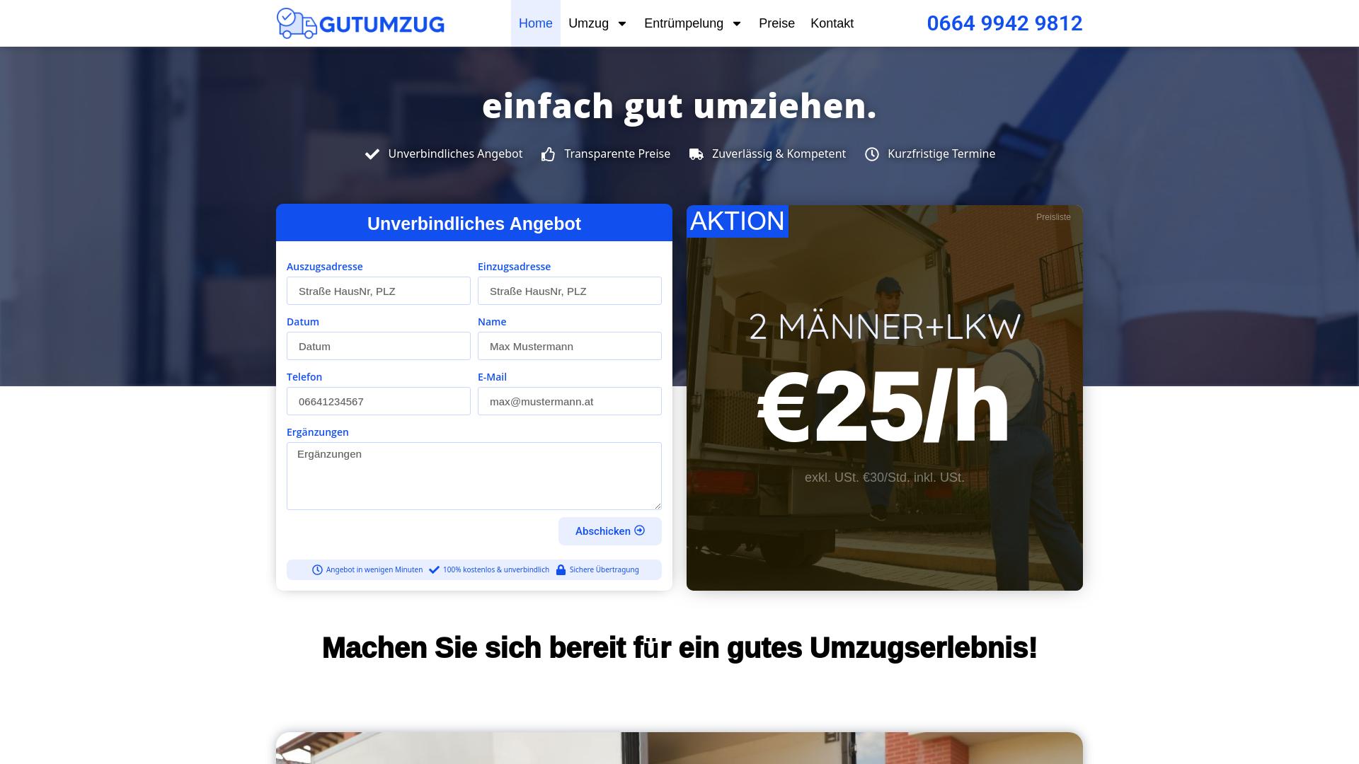 Screenshot gutumzug.at