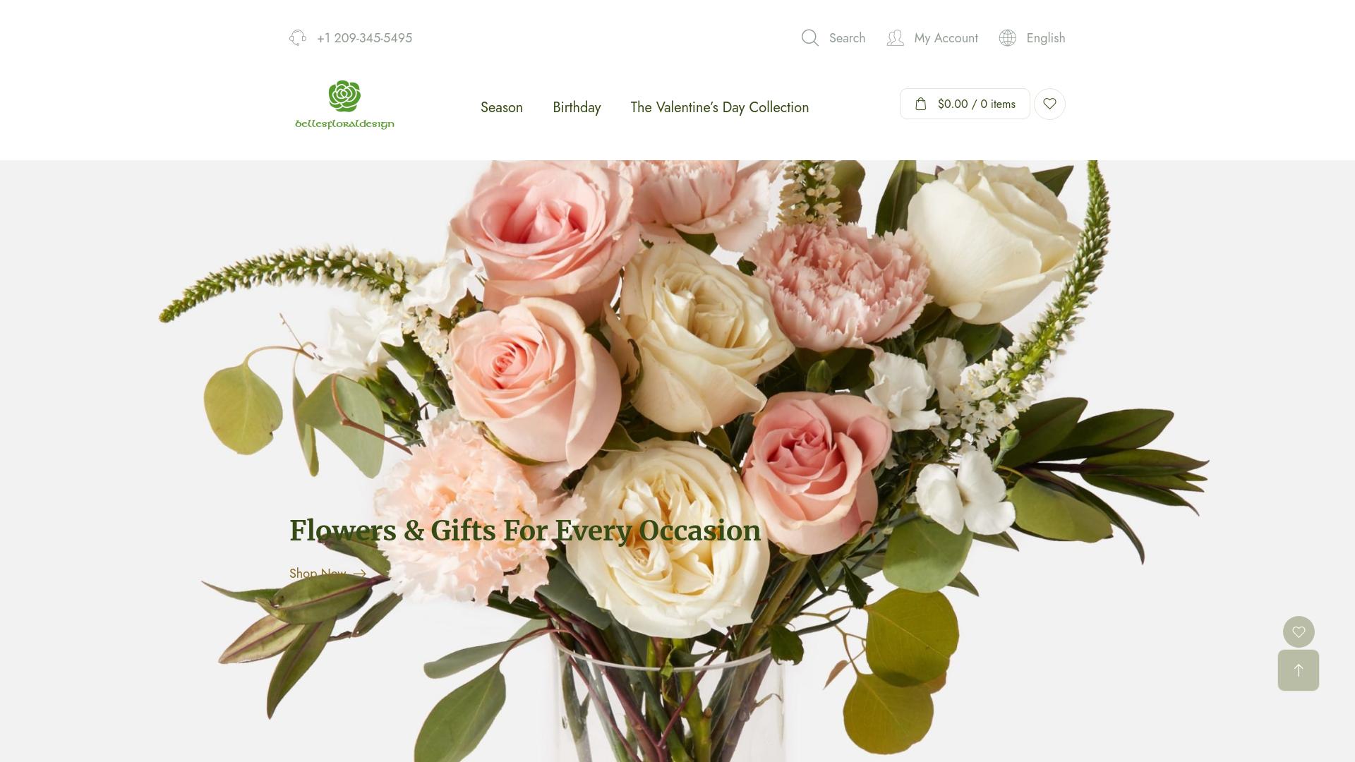 Screenshot bellesfloraldesign.com