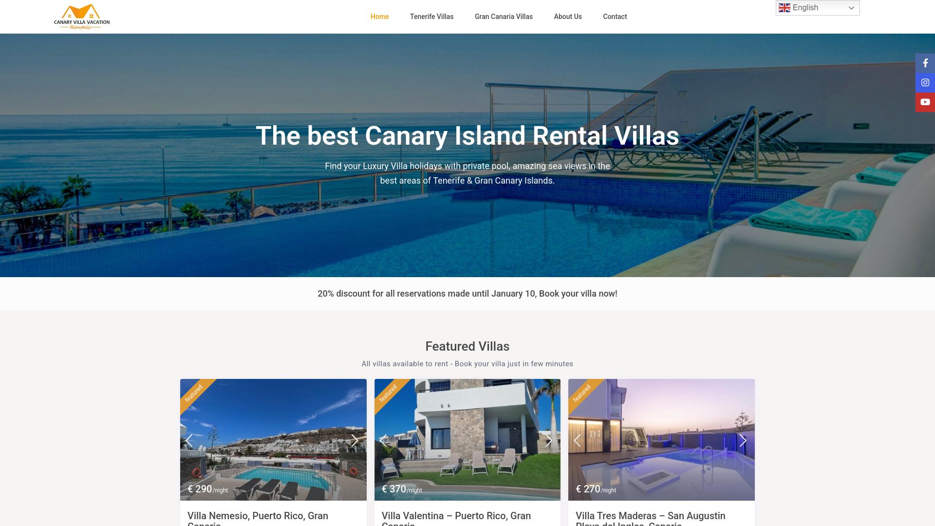 Screenshot canaryvillavacation.com