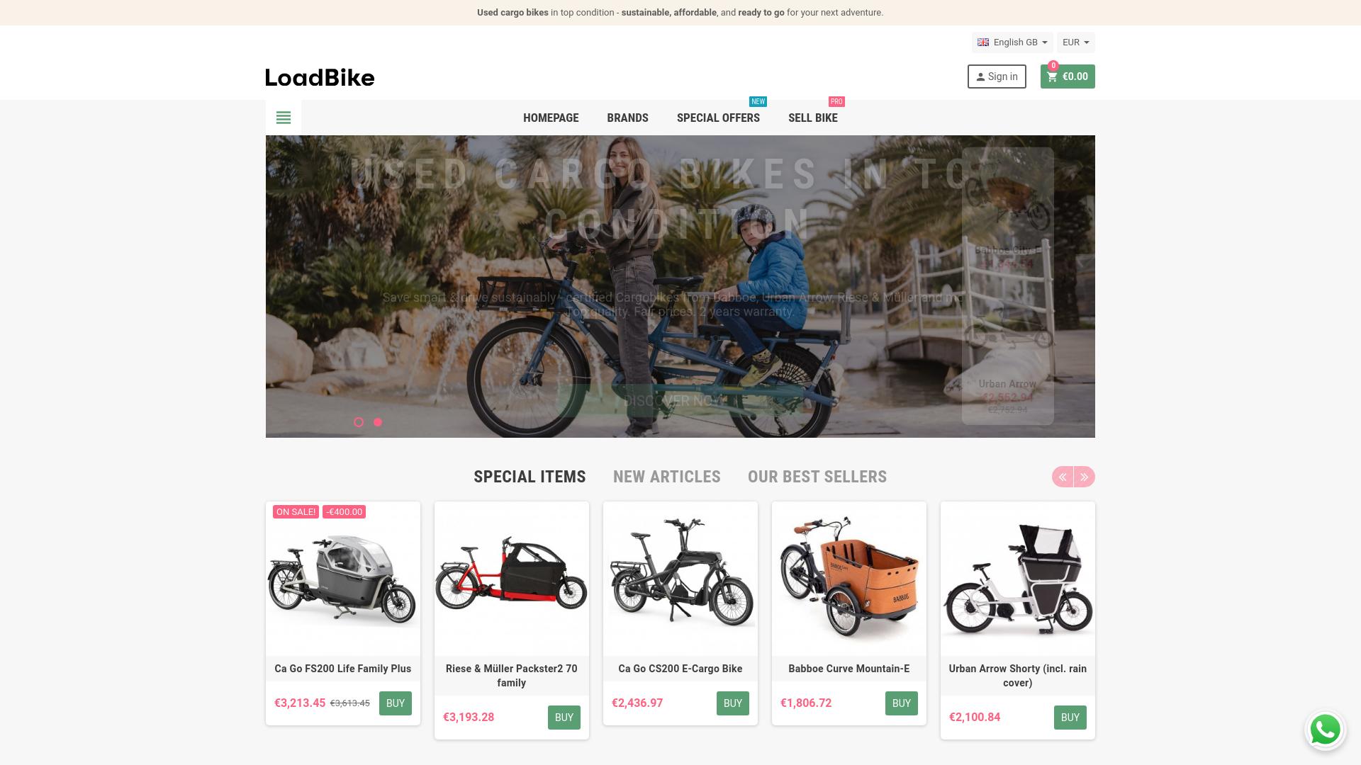 Screenshot loadbike.com