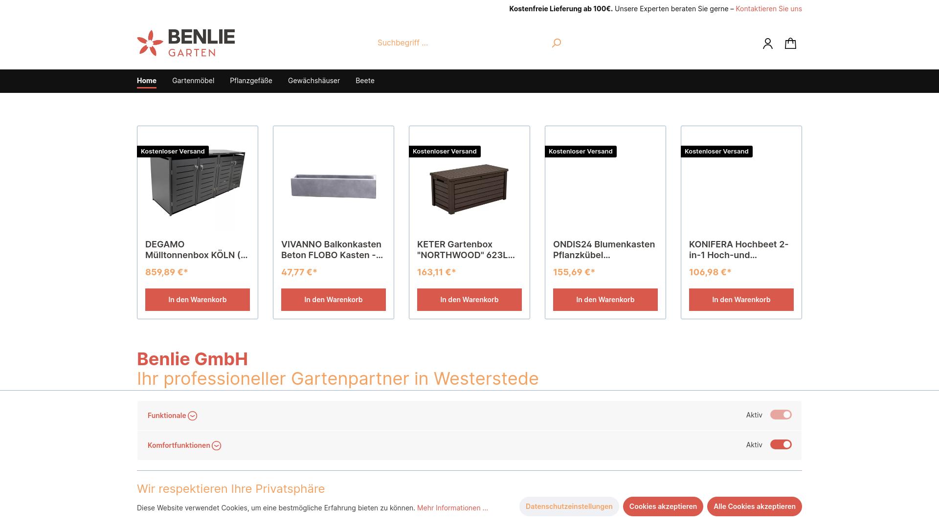 Screenshot benlie-handel.de