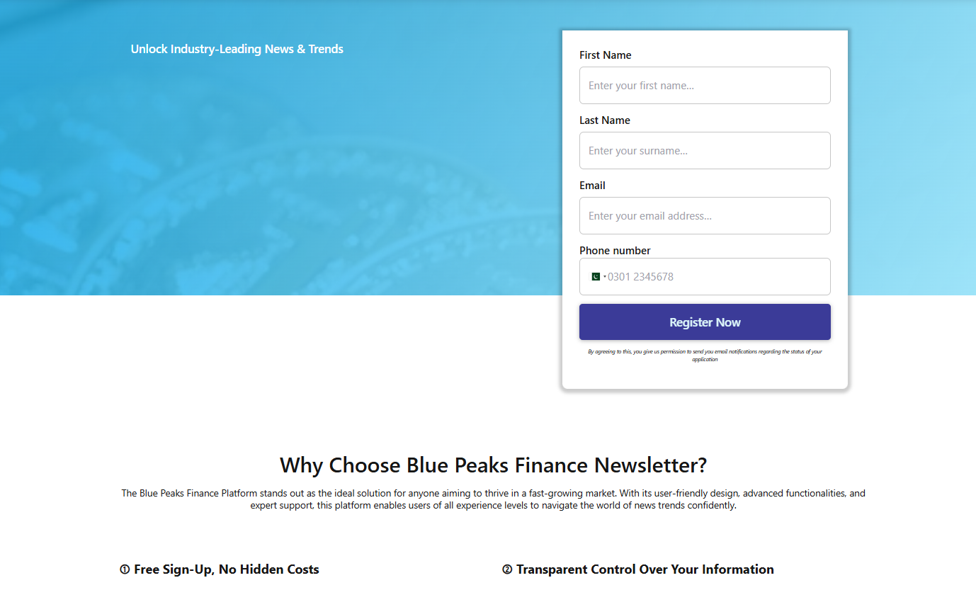 Screenshot bluepeaksfinance.com