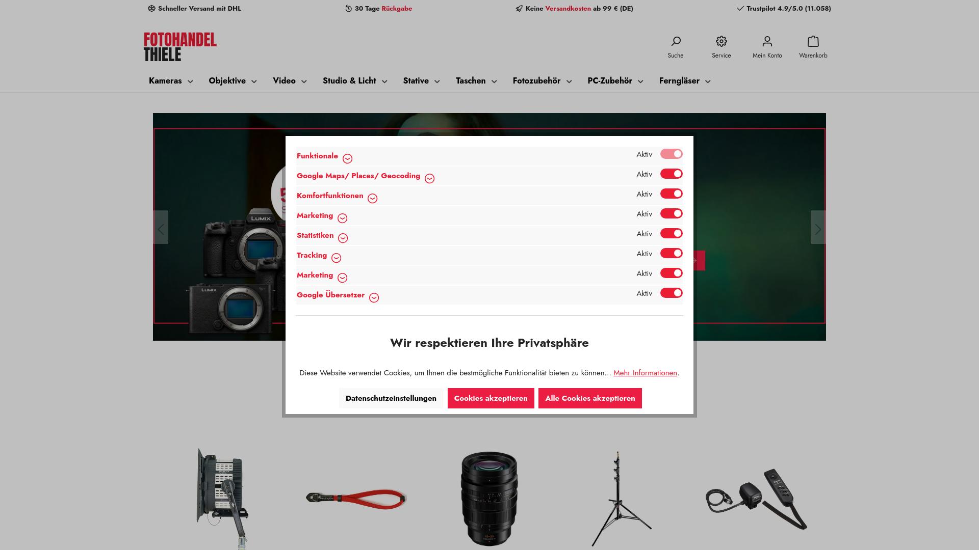 Screenshot fotohandel-thiele.de