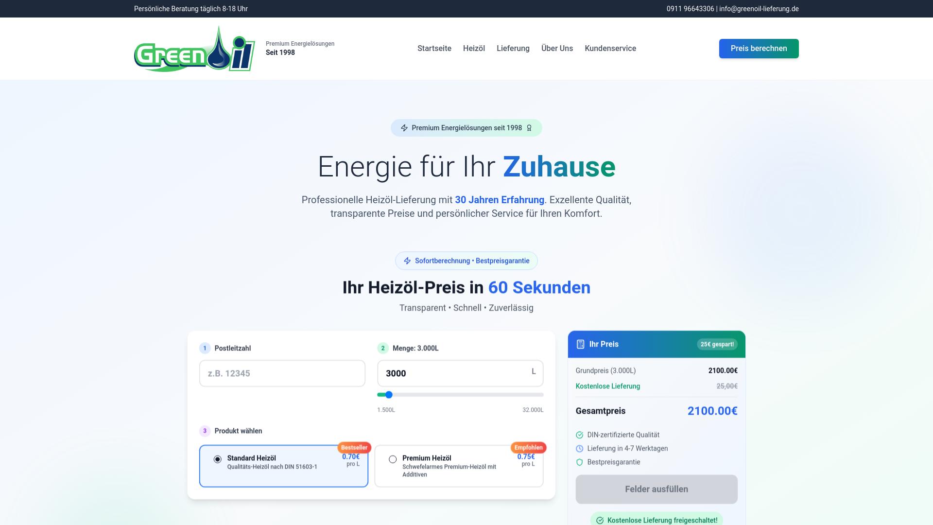 Screenshot greenoil-lieferung.de