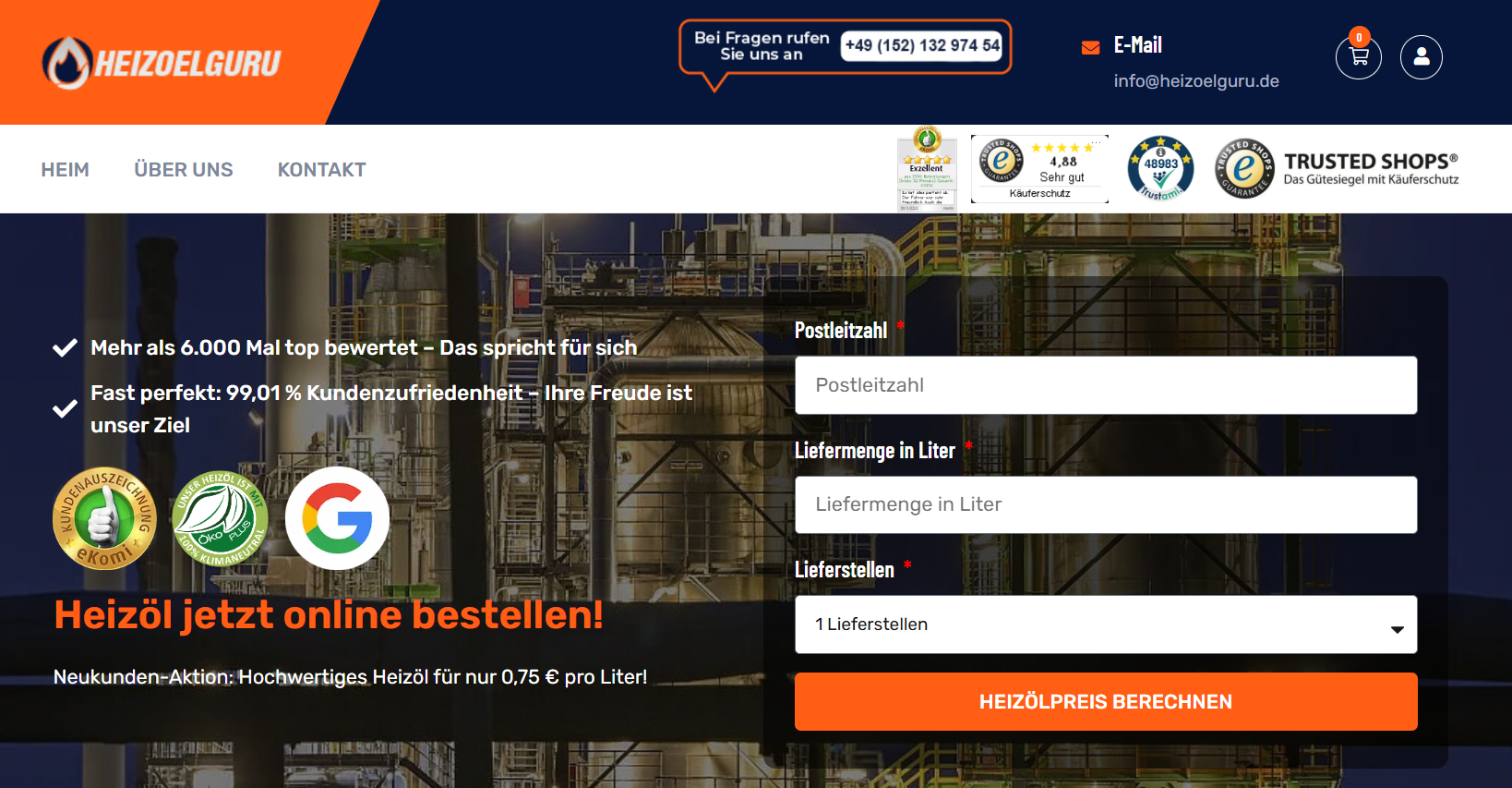 Screenshot heizoelguru.de