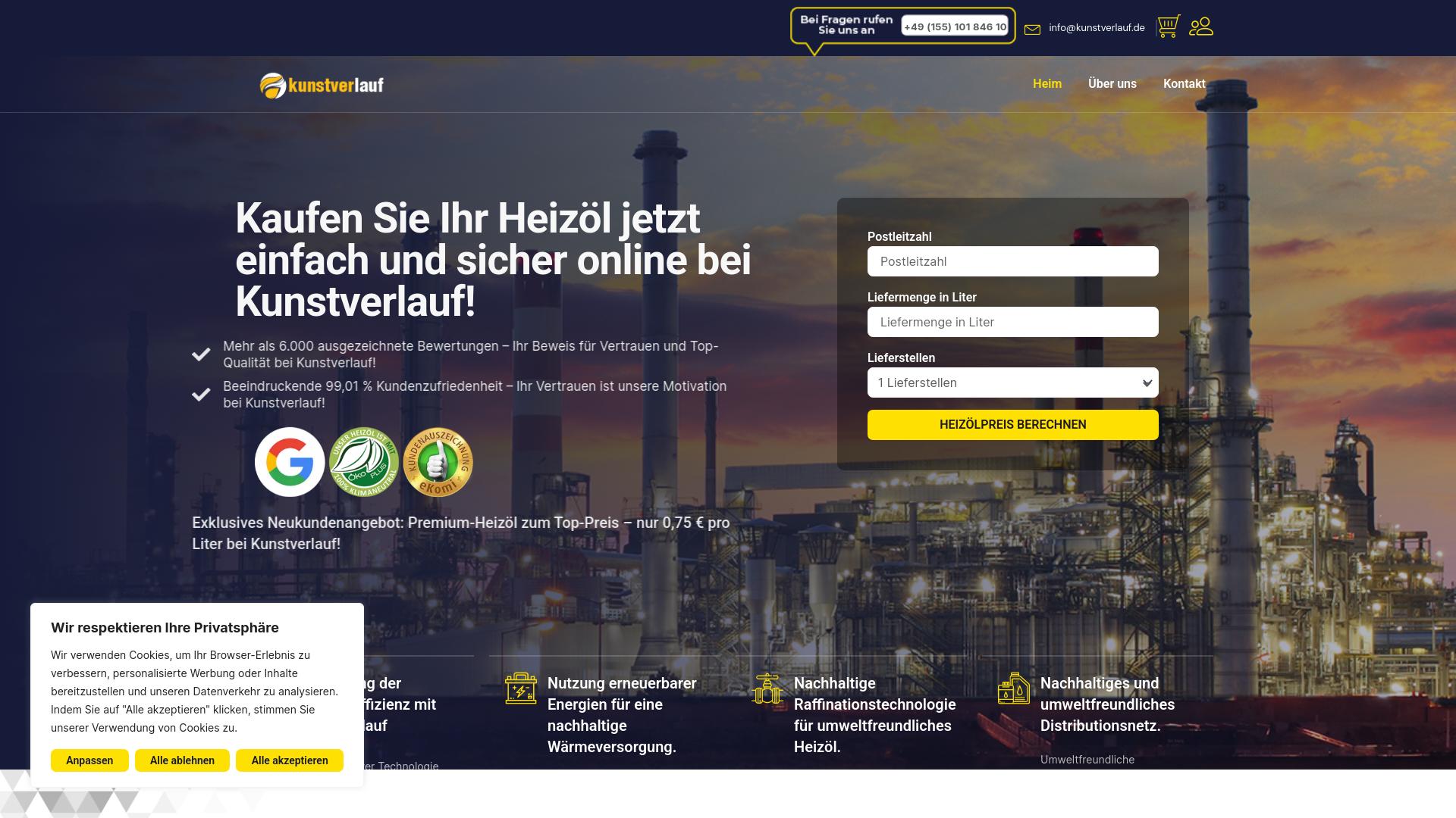 Screenshot kunstverlauf.de