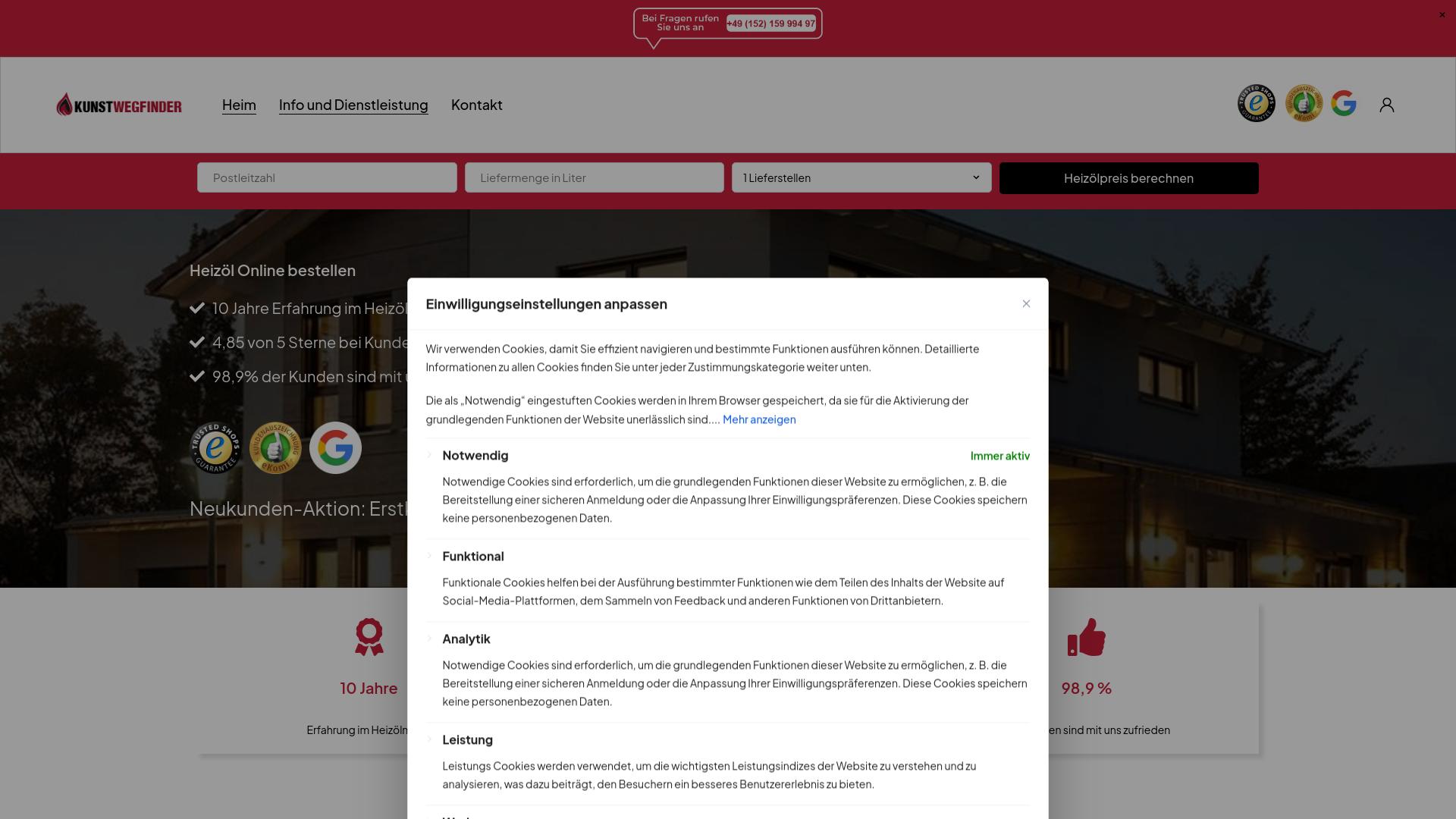 Screenshot kunstwegfinder.de