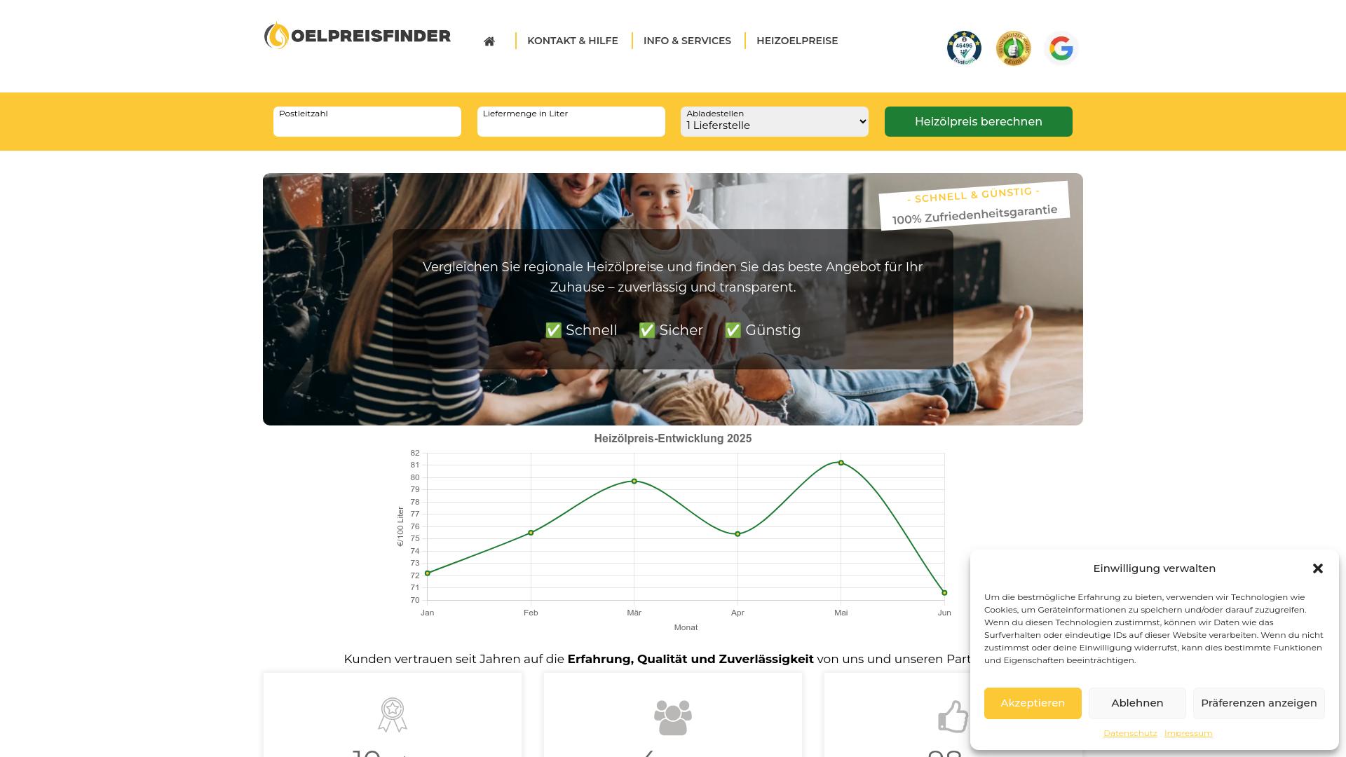 Screenshot oelpreisfinder.de