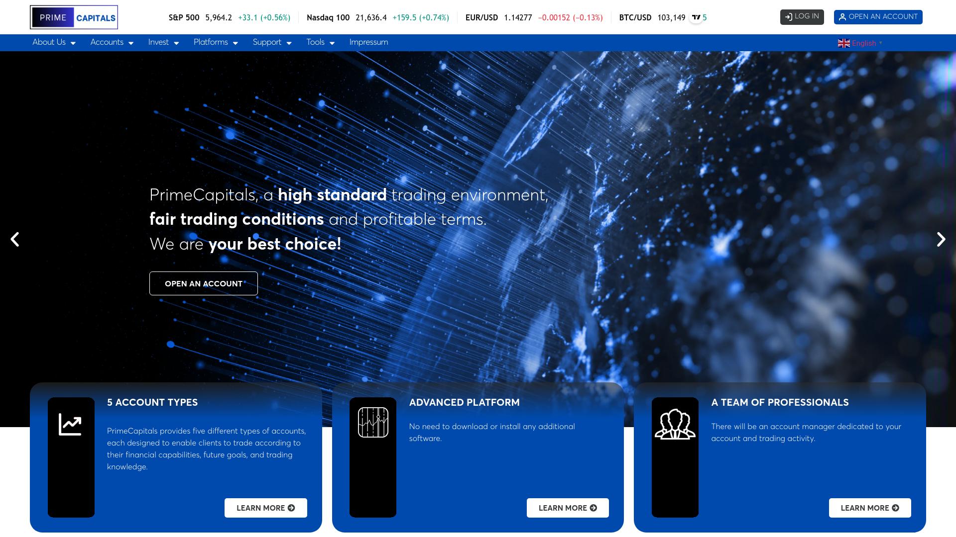Screenshot primecapitals.de